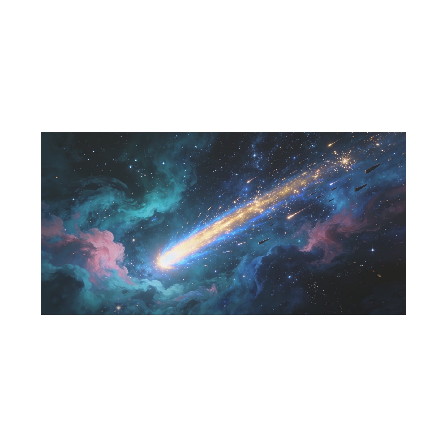 Comet Galaxy Canvas Wall Art - Cosmic Nebula Starfield, Abstract Space Artwork - Matte Cotton Print, Contemporary Celestial Style - Living Room Wall Decor, Office Art - Bedroom Home Decoration