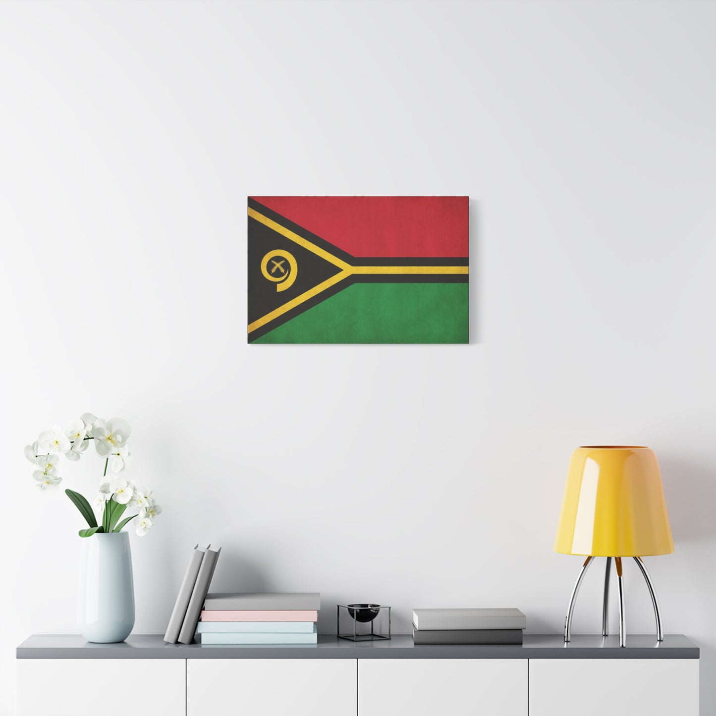 Vanuatu Flag Canvas Wall Art - Red Black Green Yellow National Pride Print - Vintage Country Decor, Heritage Artwork, Living Room Wall Decor, Office Accent - Bedroom Home Decoration - Ready to Hang