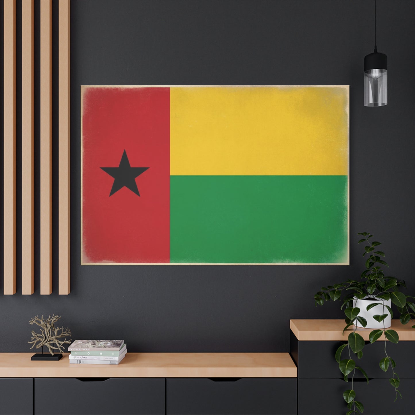 Guinea-Bissau Flag Canvas Wall Art - Vintage National Flag Print, Patriotic Heritage Decor - Matte Canvas Wall Hanging - Living Room Home Decoration - Bedroom Home Decoration - Modern Farmhouse Style