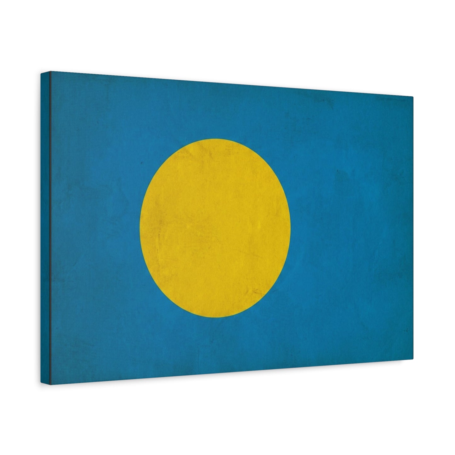Palau Flag Canvas Wall Art - Blue Field With Golden Yellow Disc - Minimalist Tropical Island Print - Modern Living Room Wall Decor, Bedroom Home Decoration, Office Accent - Bedroom Home Decoration