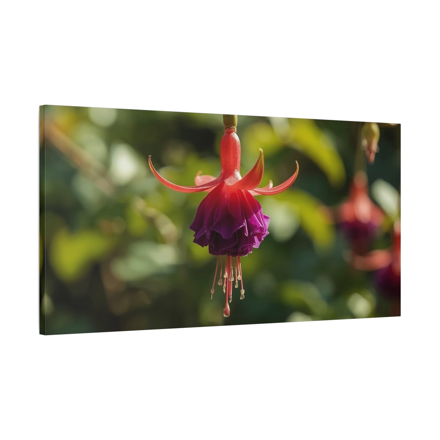 Fuchsia Flower Canvas Wall Art - Botanical Macro Art Print, Red Purple Bloom - Matte Cotton Art Print - Contemporary Nature Style - Bedroom Wall Decor, Spa Room Accent - Bedroom Home Decoration