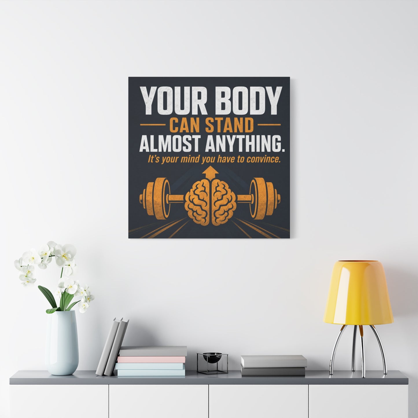 "Your Body Can Stand Almost Anything. It's Your Mind You Have To Convince." Motivational Canvas Wall Art - Gym Quote Typography Print, Modern Fitness Decor - Ready to Hang - Gym Wall Decor