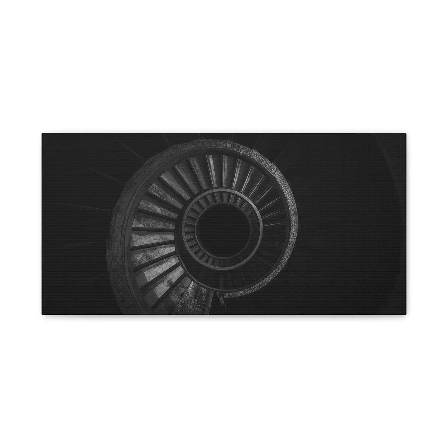 Spiral Staircase Canvas Wall Art - Black And White Architectural Art Print, Modern Minimalist Matte Canvas, Living Room Wall Decor, Office Art, Contemporary Interior Design - Ready to Hang
