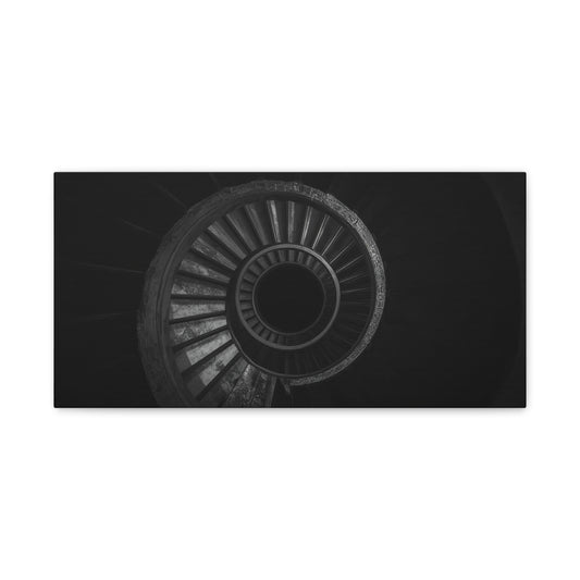 Spiral Staircase Canvas Wall Art - Black And White Architectural Art Print, Modern Minimalist Matte Canvas, Living Room Wall Decor, Office Art, Contemporary Interior Design - Ready to Hang