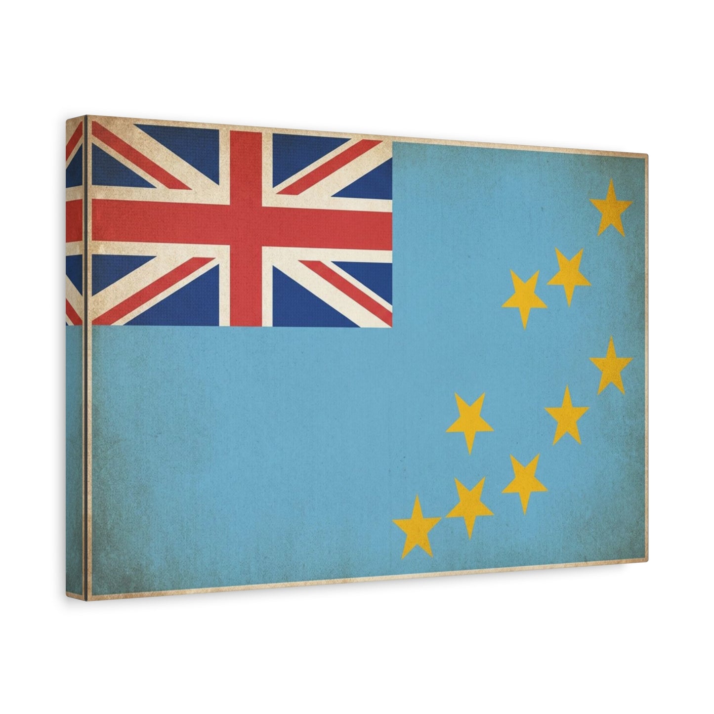 Tuvalu Flag Canvas Wall Art - Vintage National Flag Print, Blue Red Gold Patriotic Decor - Distressed Country Pride Style - Living Room Home Decoration - Living Room Wall Decor - Cozy Reading Nook Art