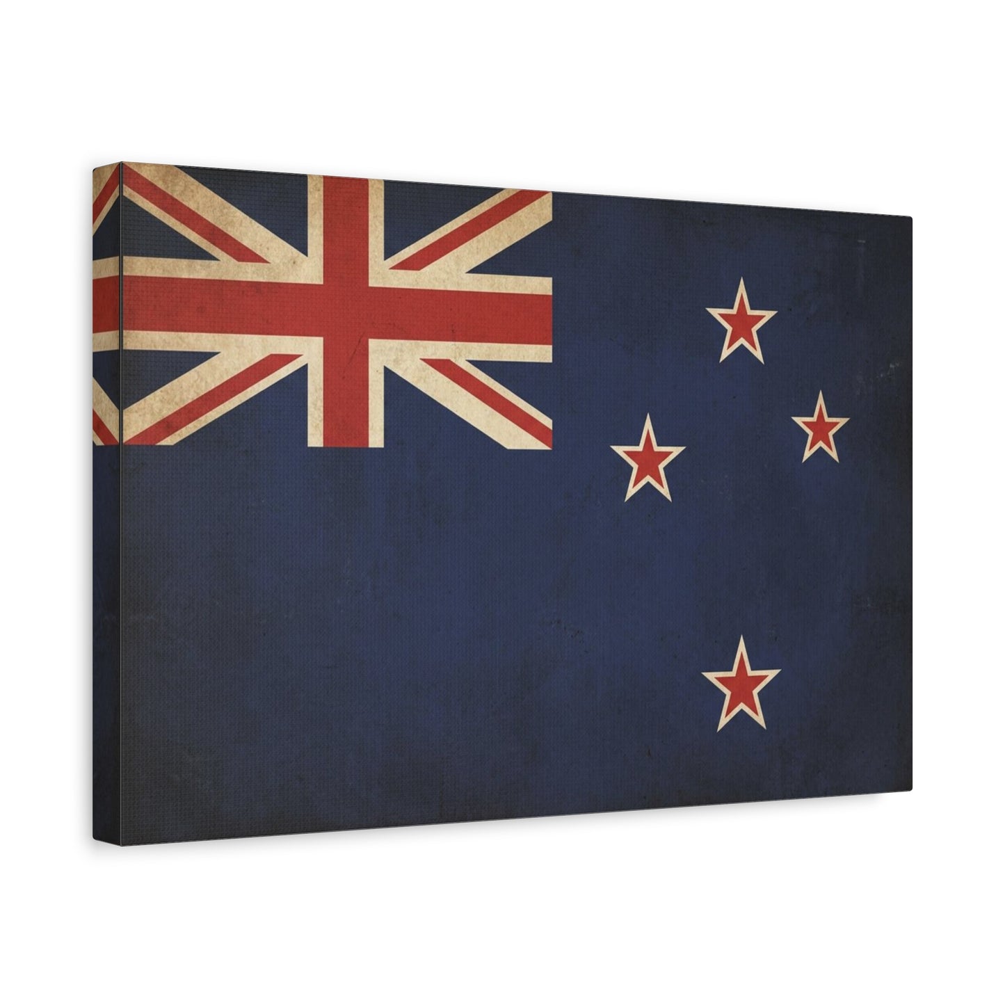 New Zealand Flag Canvas Wall Art - Vintage Kiwi National Banner Print, Distressed Navy Red Cream Design - Traditional Patriotic Style - Living Room Wall Decor Bedroom Home Decoration - Ready to Hang