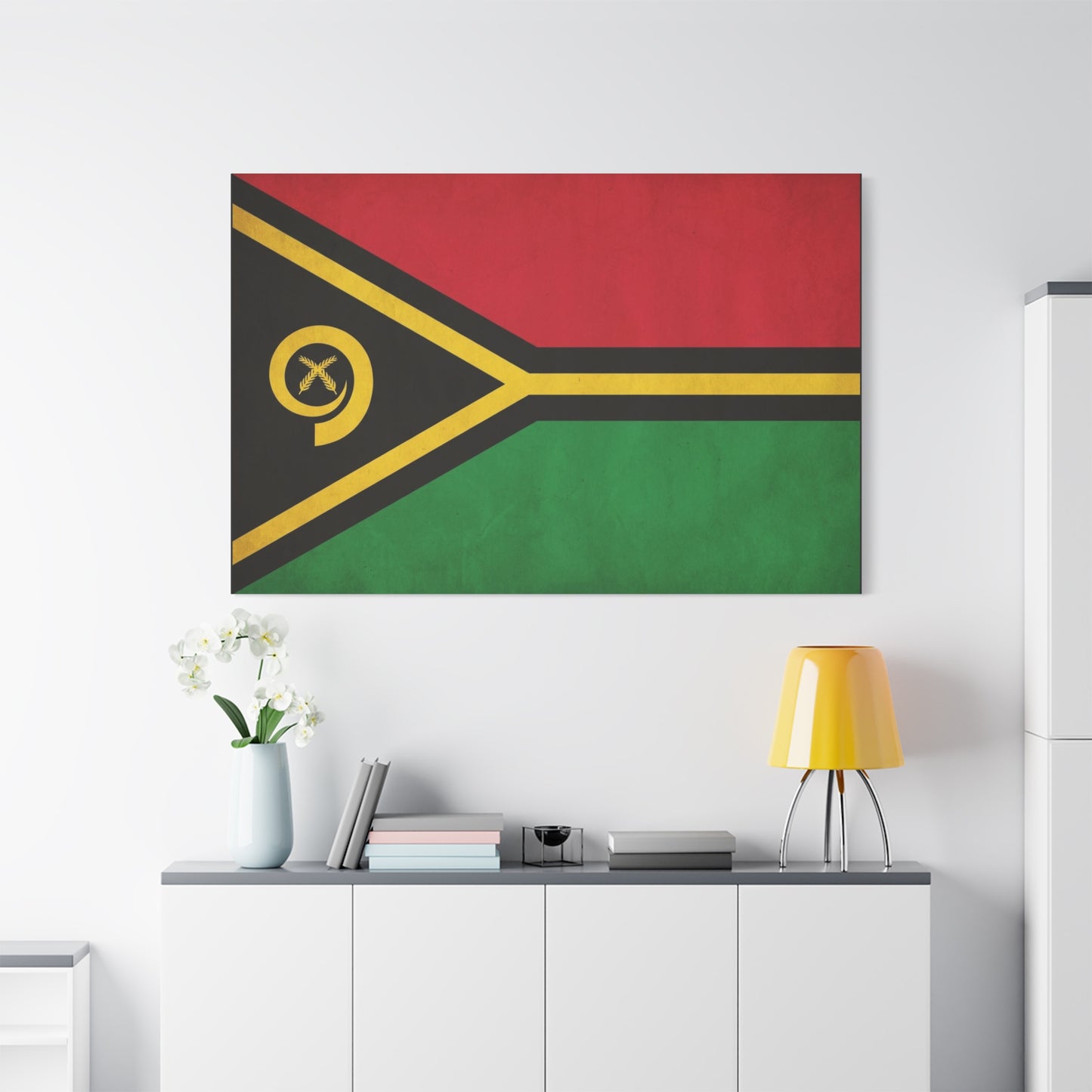 Vanuatu Flag Canvas Wall Art - Red Black Green Yellow National Pride Print - Vintage Country Decor, Heritage Artwork, Living Room Wall Decor, Office Accent - Bedroom Home Decoration - Ready to Hang