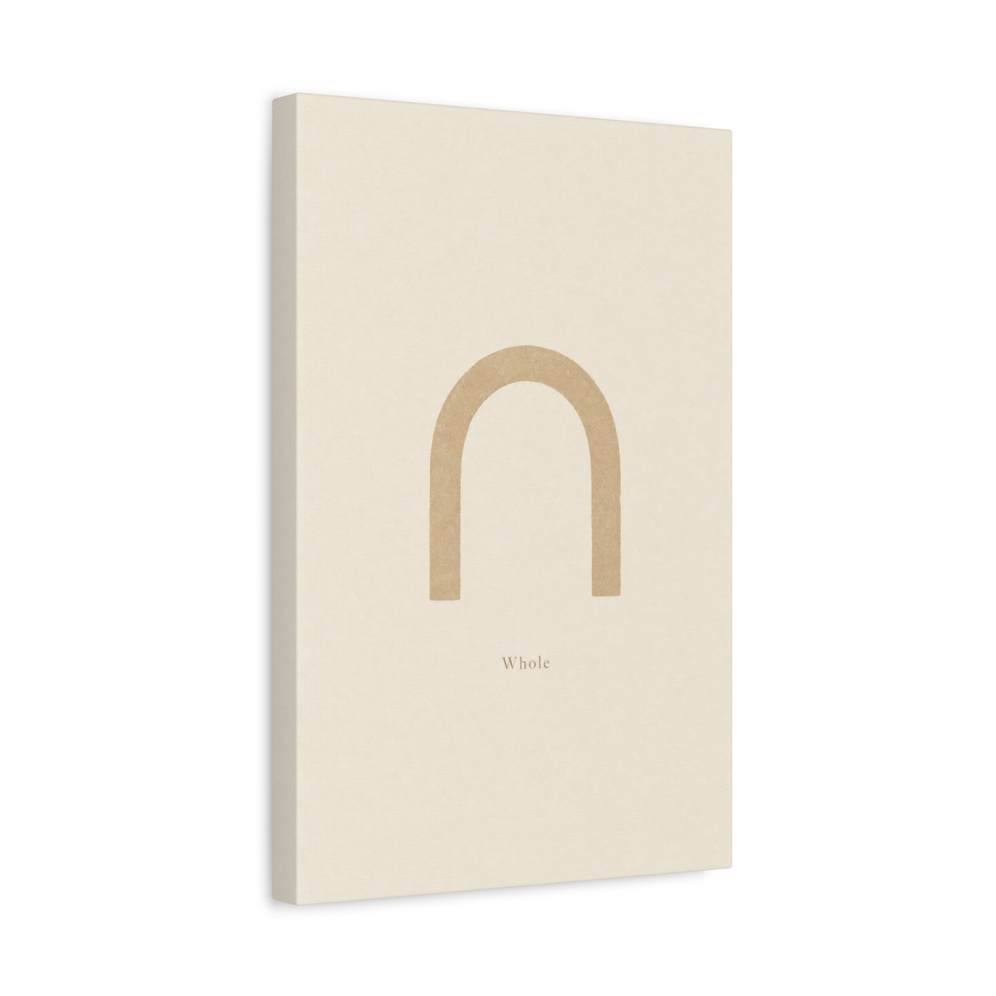 "Whole" Minimalist Arch Canvas Wall Art - Neutral Typography Print, Beige Abstract Line Design - Contemporary Calm Decor - Bedroom Living Room Home Decoration, Meditation Space Accent - Ready to Hang