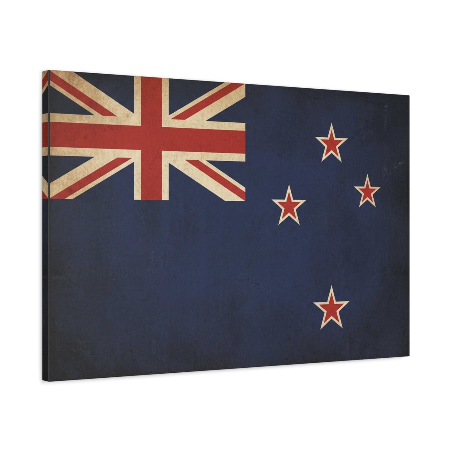 New Zealand Flag Canvas Wall Art - Vintage Kiwi National Banner Print, Distressed Navy Red Cream Design - Traditional Patriotic Style - Living Room Wall Decor Bedroom Home Decoration - Ready to Hang