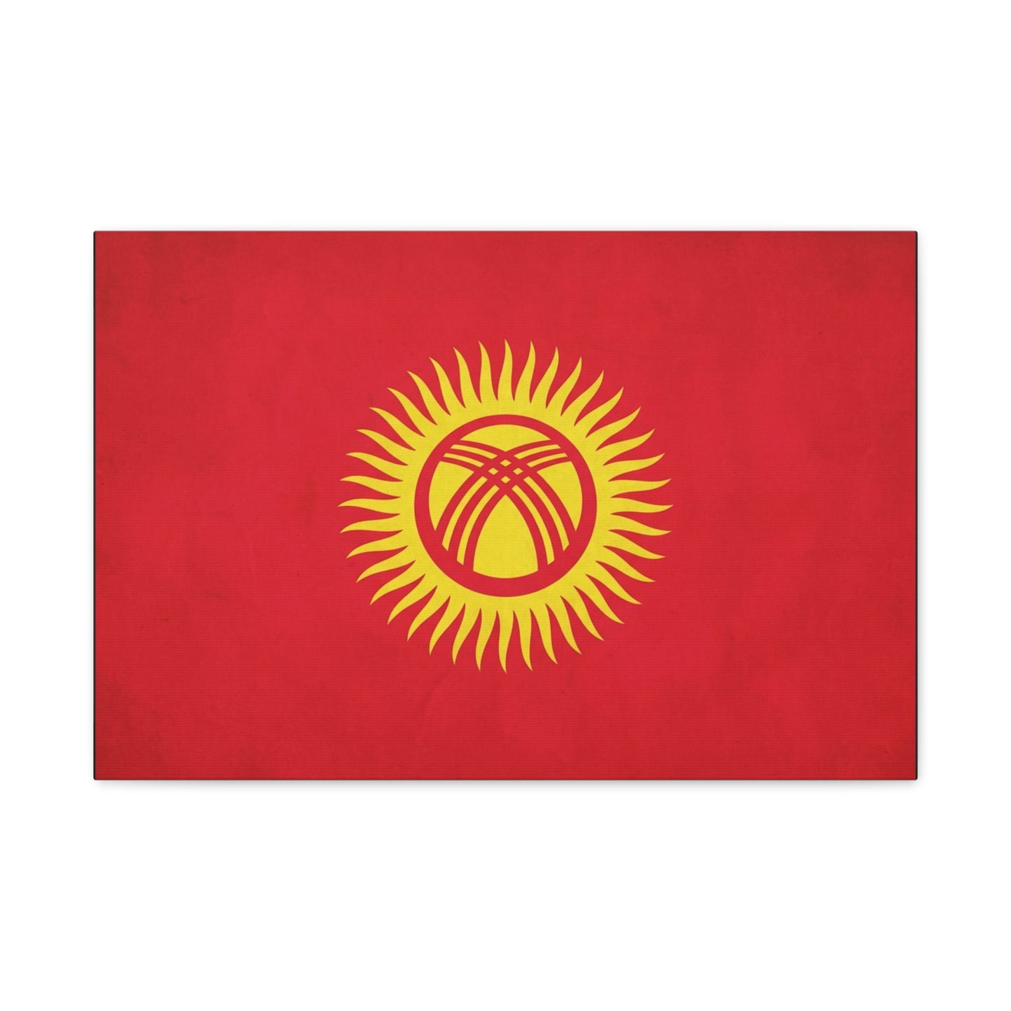 Kyrgyzstan Flag Canvas Wall Art - Red Sun Tunduk Emblem Print Picture - Minimalist Patriotic Wall Decor, Modern Home Decoration, Living Room Accent, Office Art - Bedroom Home Decoration