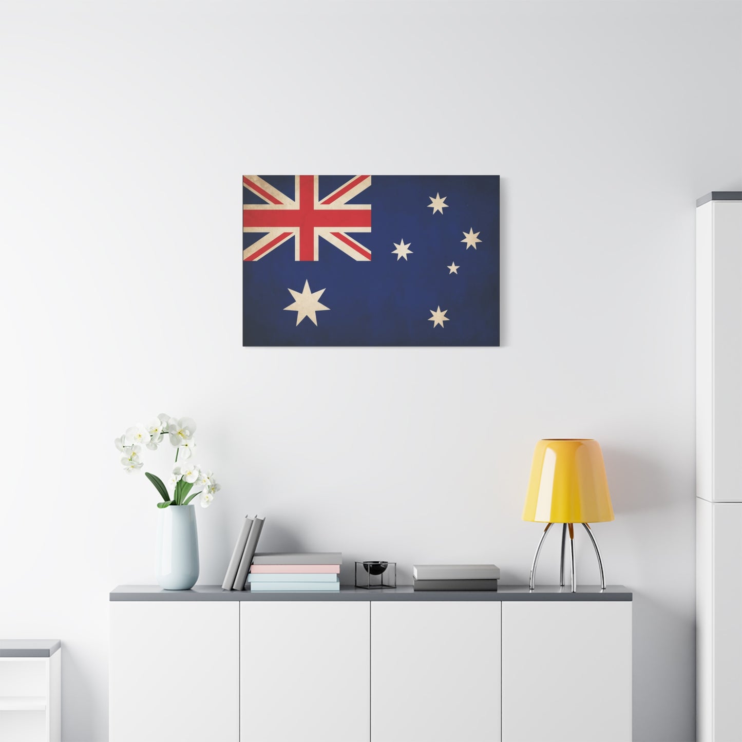 Australian Flag Canvas Wall Art - Vintage Nation Pride Decor, Blue Southern Cross Print, Patriotic Typography Style, Living Room Wall Decor - Bedroom Home Decoration - Bedroom Home Decoration