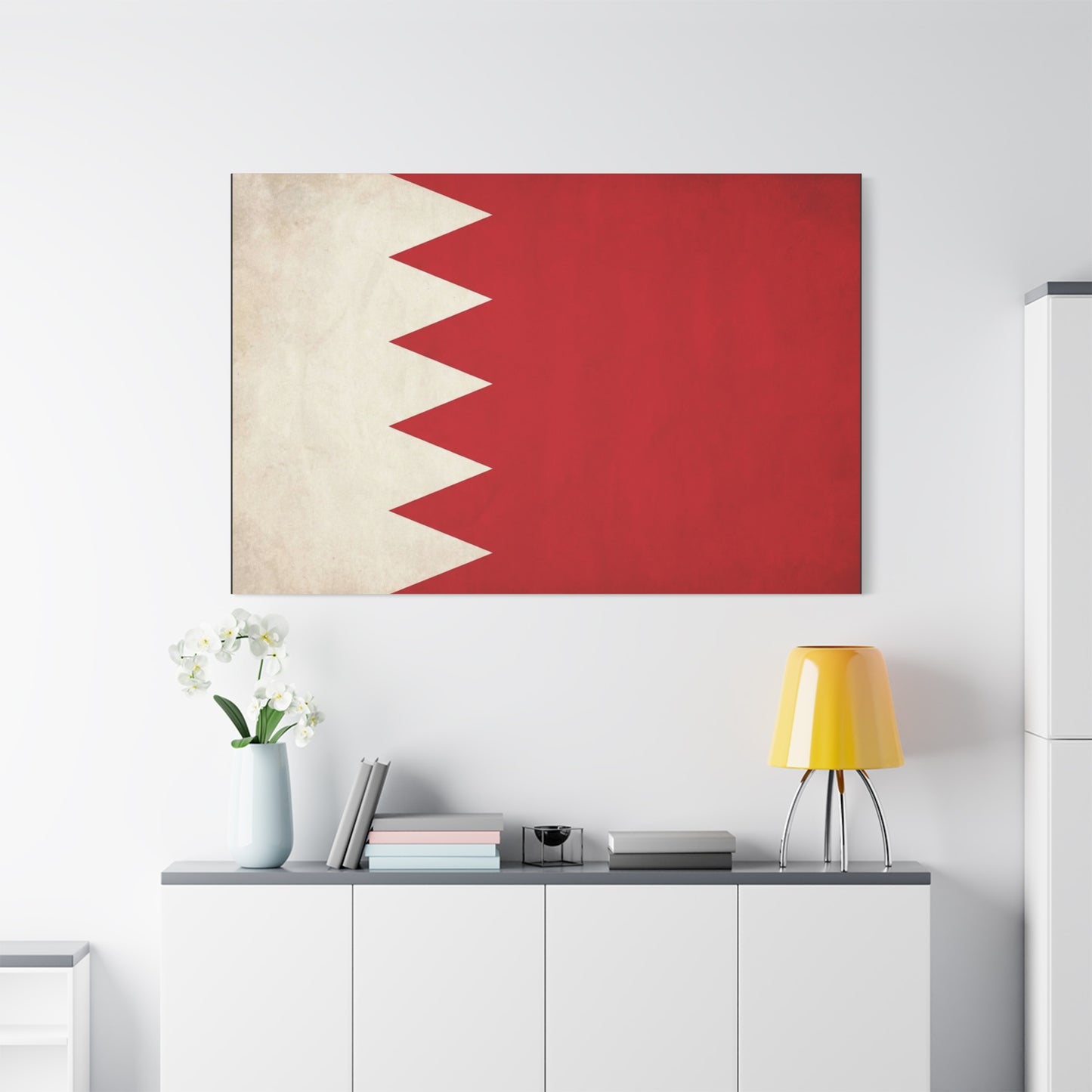 Bahrain Flag Canvas Wall Art - Vintage Red And White National Print - Minimalist Patriotic Decor - Cotton Canvas Wall Hanging - Living Room Home Decoration - Modern Farmhouse Style - Ready to Hang