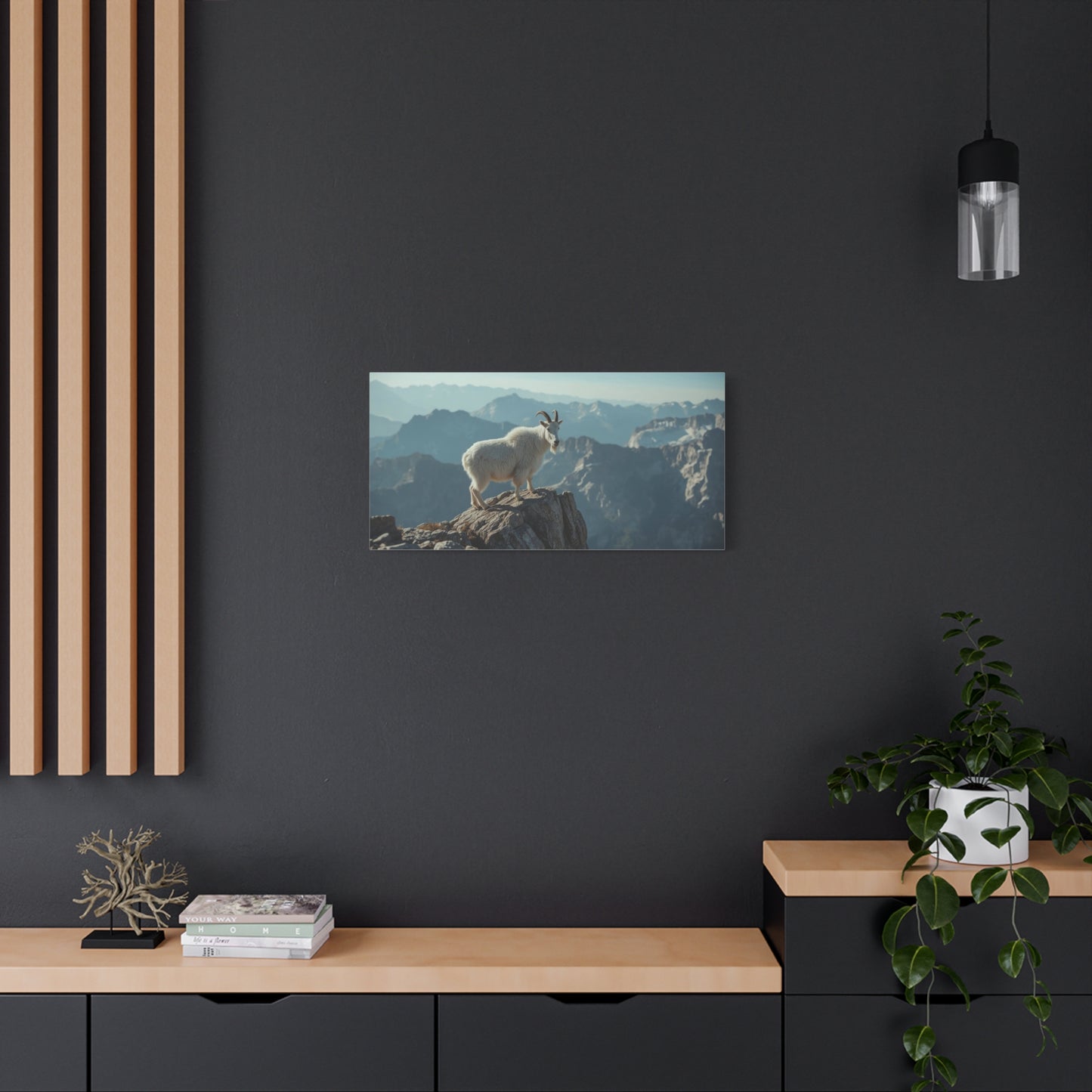 Mountain Goat Canvas Wall Art - Alpine Wildlife Landscape Print, Serene Matte Canvas, Contemporary Nature Style - Living Room Wall Decor, Bedroom Home Decoration, Office Art - Bedroom Home Decoration