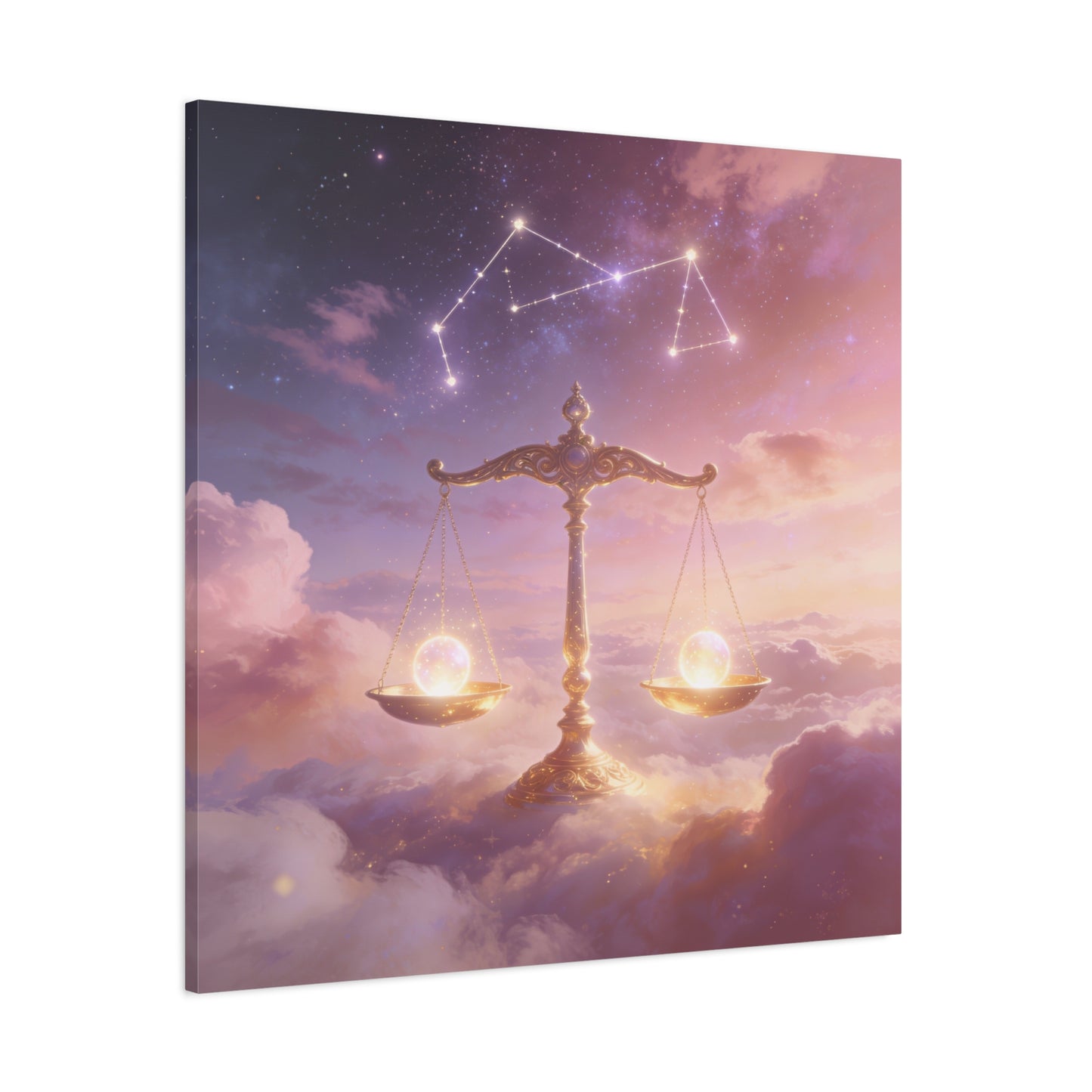 Libra Zodiac Canvas Wall Art - Celestial Scales, Pink Purple Sky, Astrology Decor - Dreamy Matte Canvas Print - Bedroom Wall Decor, Meditation Space Accent, Office Art - Bedroom Home Decoration