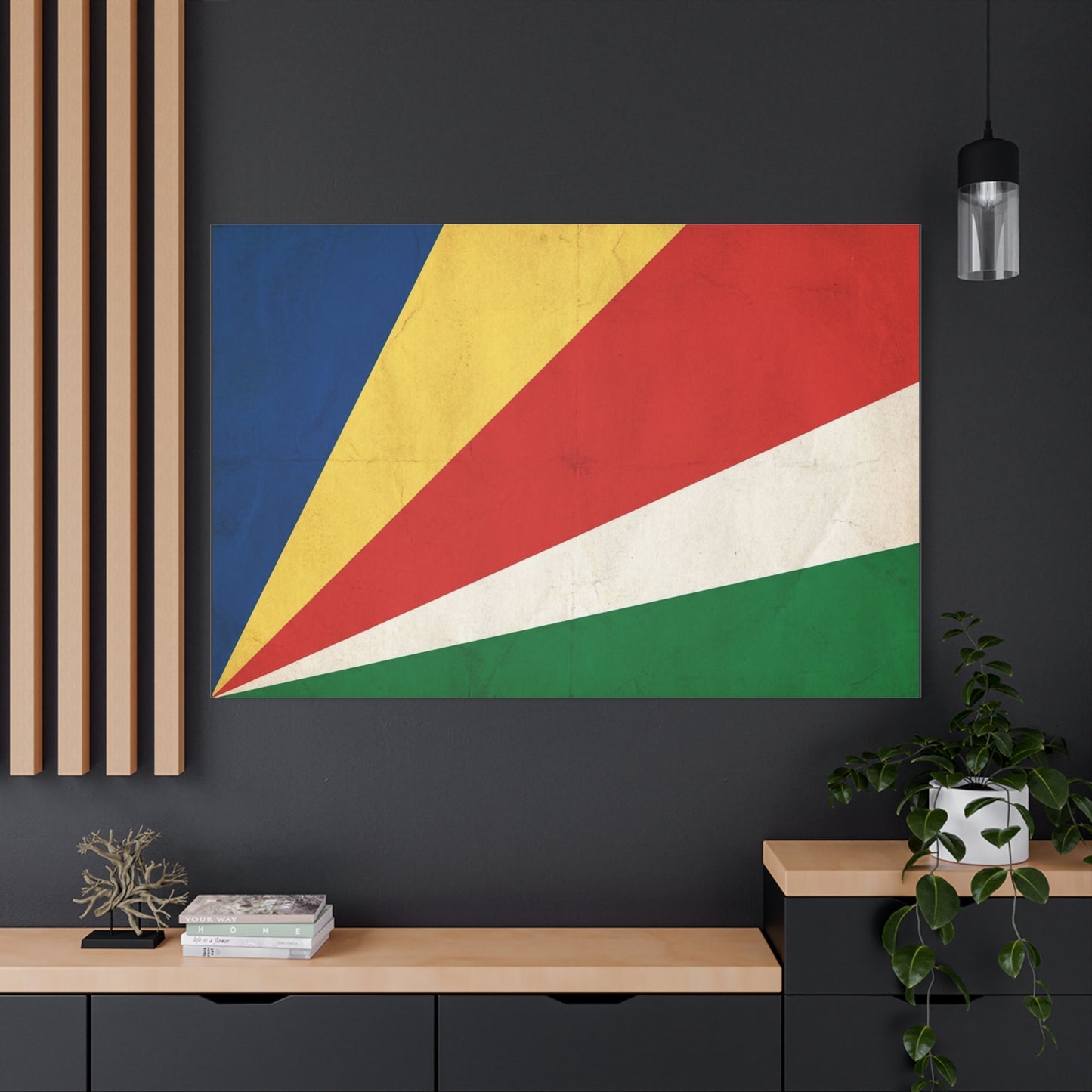 Seychelles Flag Canvas Wall Art - Vintage Republic Banner Print, Color Block Design - Matte Cotton Decor - Patriotic Wall Hanging, Living Room Home Decoration, Office Accent - Bedroom Home Decoration