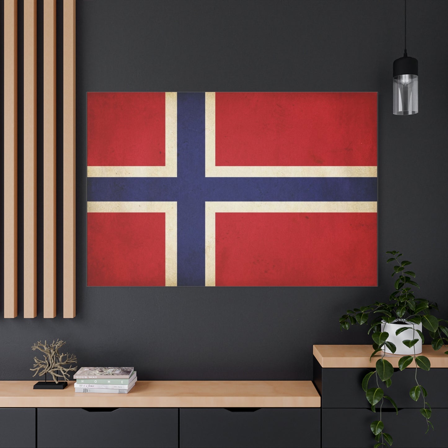 Iceland Flag Canvas Wall Art - Vintage Nordic Country Banner Print, Patriotic Red Blue White Design - Rustic Travel Style - Living Room Wall Decor, Bedroom Home Decoration - Bedroom Home Decoration