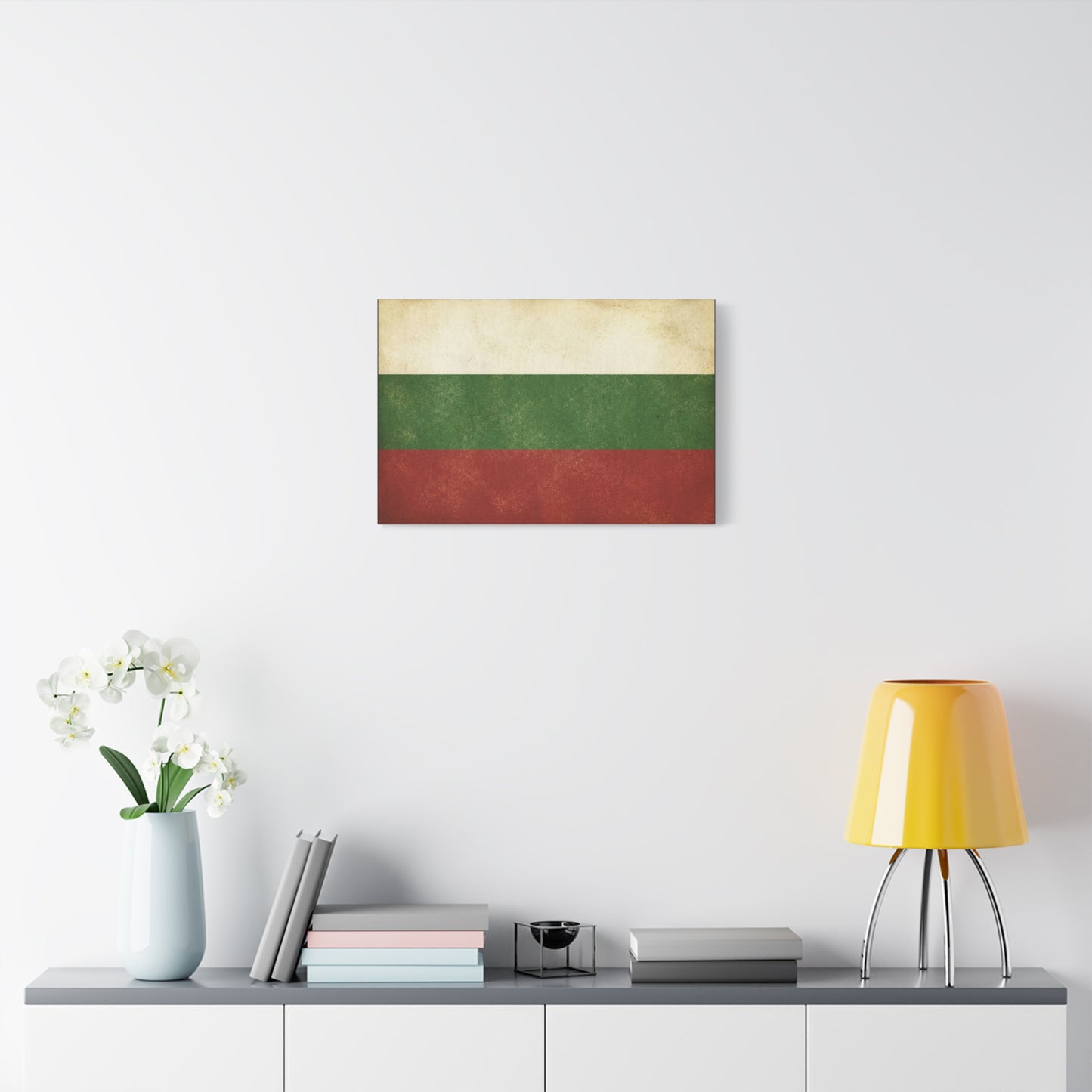 Bulgaria Flag Canvas Wall Art - Vintage Bulgarian Flag Print, Patriotic Tricolor Wall Decor - Distressed Cotton Canvas - Rustic Minimalist Style For Living Room, Office, Dorm - Bedroom Home Decoration