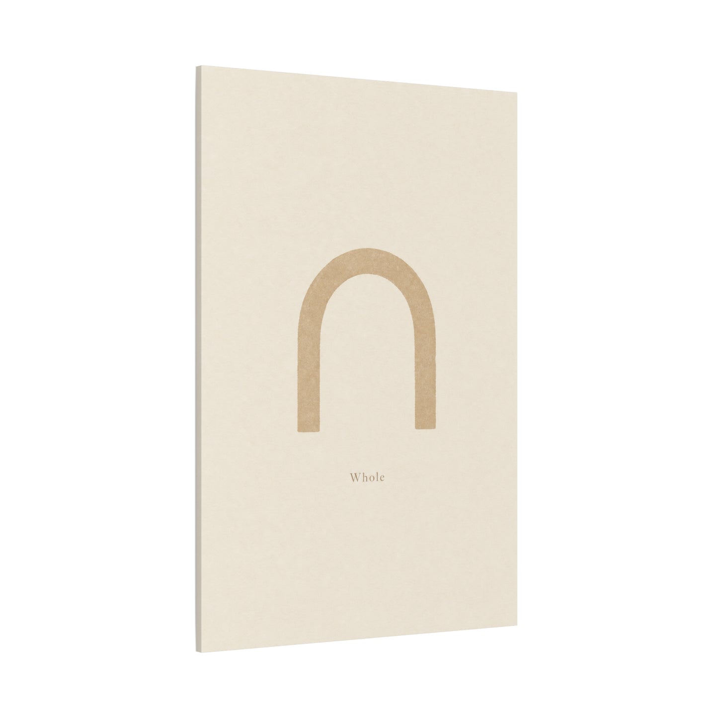 "Whole" Minimalist Arch Canvas Wall Art - Neutral Typography Print, Beige Abstract Line Design - Contemporary Calm Decor - Bedroom Living Room Home Decoration, Meditation Space Accent - Ready to Hang