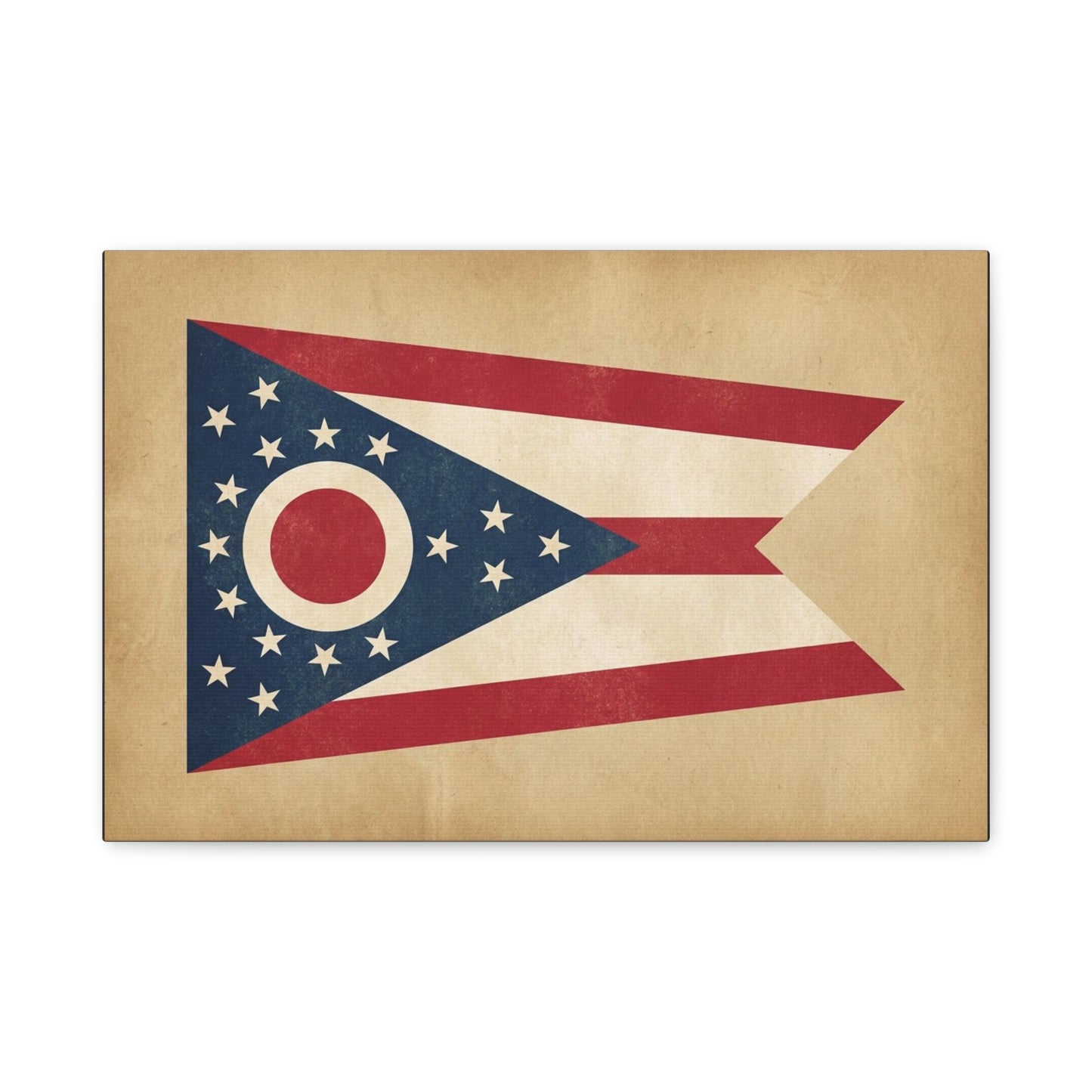 Ohio State Flag Canvas Wall Art - Vintage Buckeye Banner Print, Patriotic Red White Blue Decor - Rustic Americana Style - Living Room Home Decoration - Living Room Wall Decor - Bedroom Home Decoration