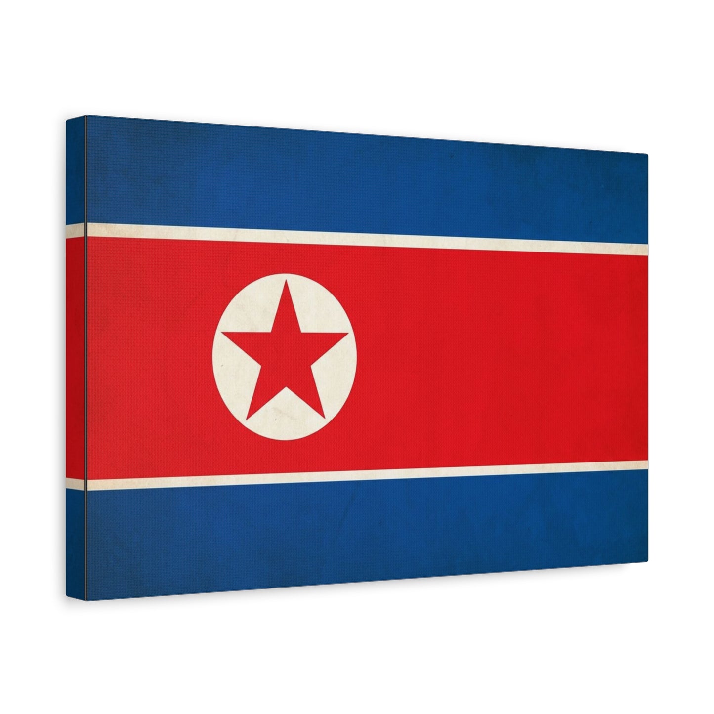 North Korea Flag Canvas Wall Art - Korean Flag Print, Patriotic Red Blue Star Design - Vintage Style Wall Decor - Living Room Home Decoration - Bedroom Home Decoration - Modern Farmhouse Style