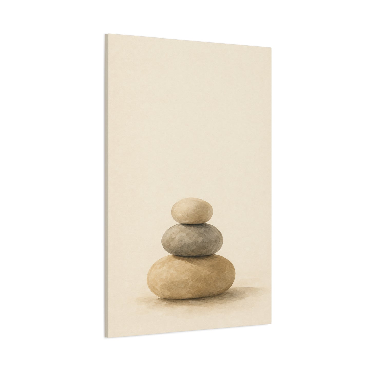 Stacked Zen Stones Canvas Wall Art - Minimalist Neutral Balance Painting, Calming Cotton Canvas Print - Contemporary Spa Style - Bedroom Wall Decor, Meditation Space Accent - Bedroom Home Decoration