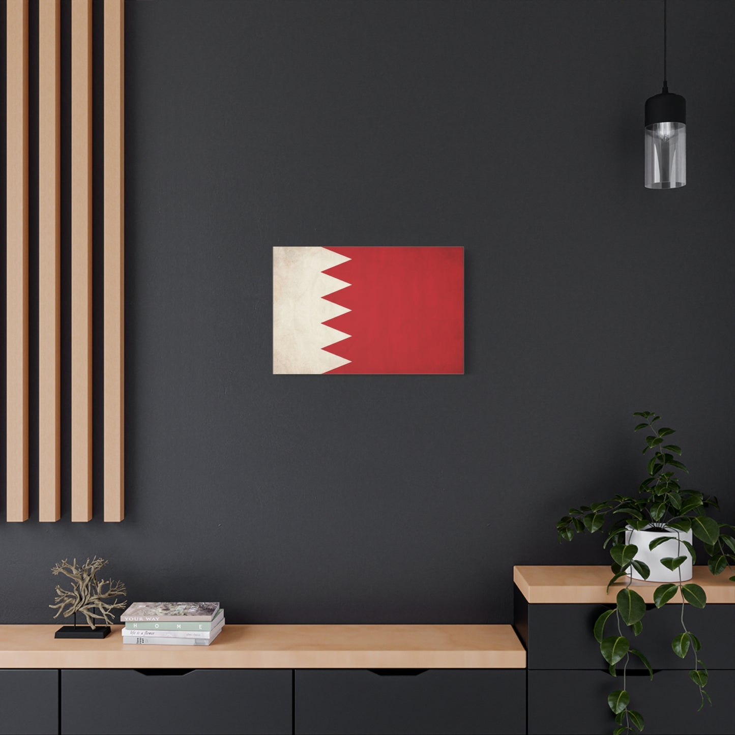 Bahrain Flag Canvas Wall Art - Vintage Red And White National Print - Minimalist Patriotic Decor - Cotton Canvas Wall Hanging - Living Room Home Decoration - Modern Farmhouse Style - Ready to Hang