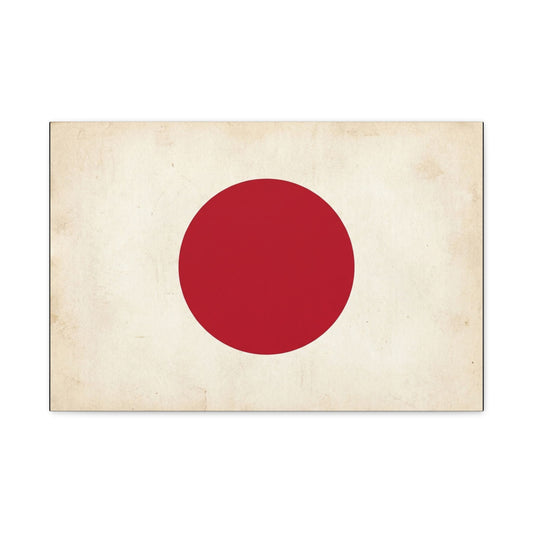 Japan Flag Canvas Wall Art - Minimalist Red Sun Graphic Print, Vintage Neutral Background - Matte Cotton Artwork - Modern Living Room Wall Decor, Office Art, Dorm Accent - Bedroom Home Decoration