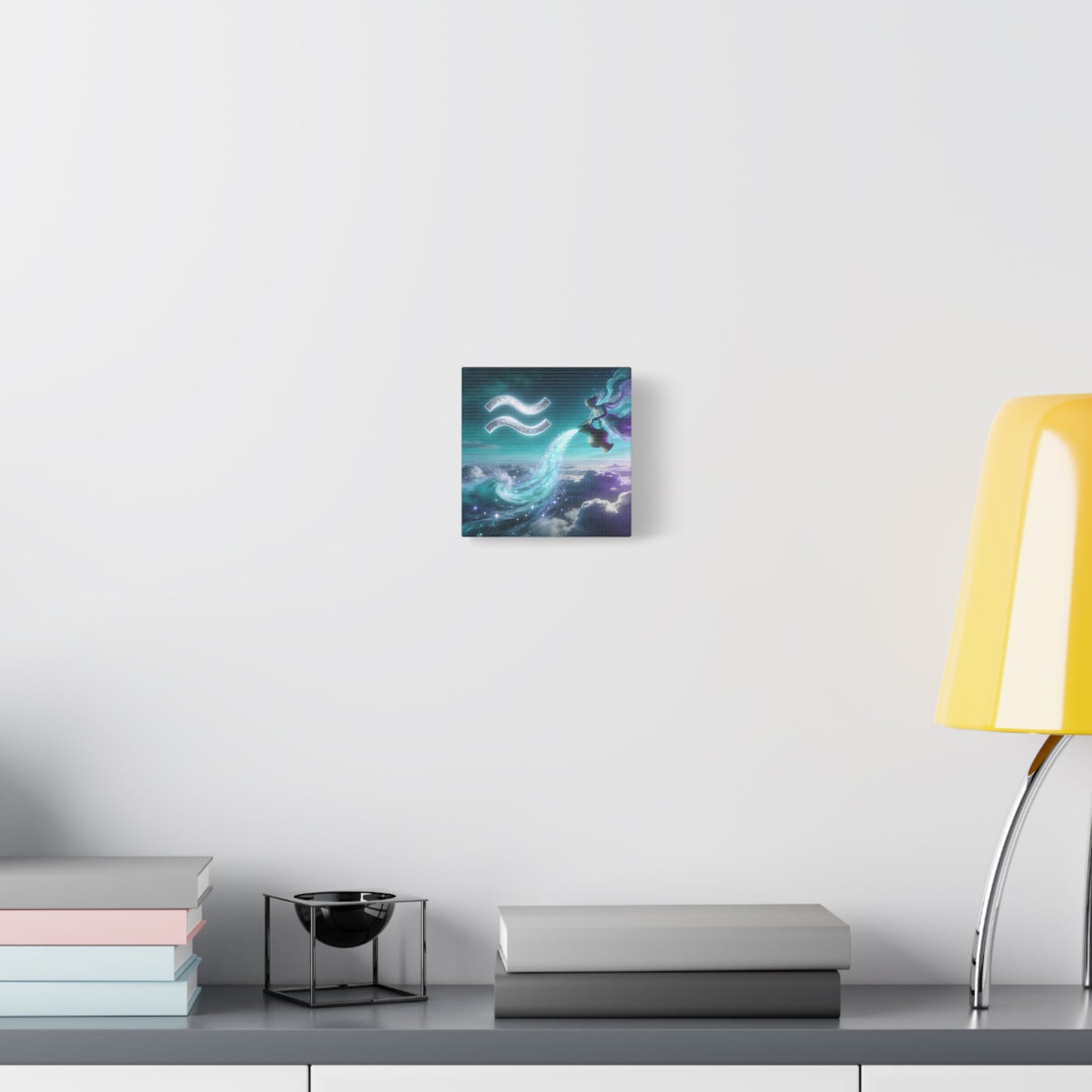 Aquarius Zodiac Canvas Wall Art - Celestial Water Bearer Fantasy Illustration, Matte Canvas Print - Mystical Blue Purple Decor, Bedroom Home Decoration, Office Wall Art - Bedroom Home Decoration