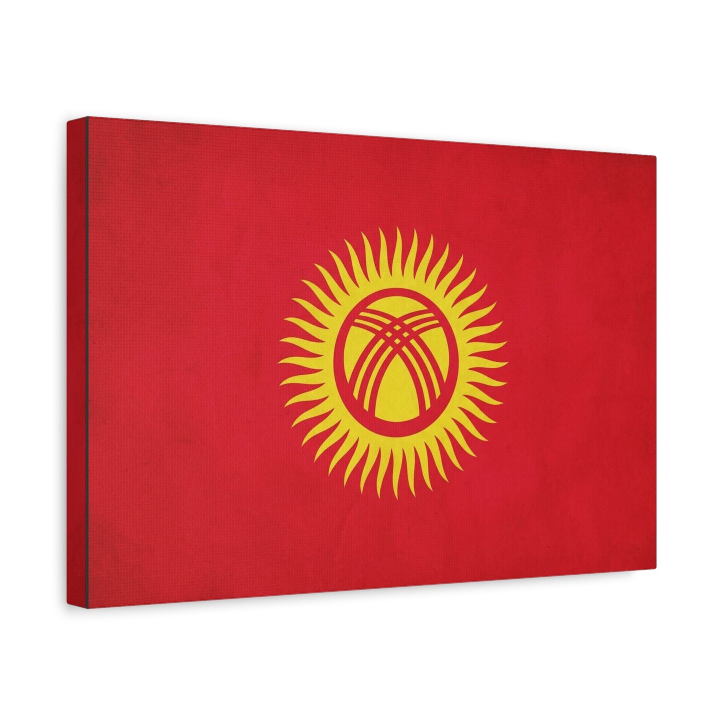 Kyrgyzstan Flag Canvas Wall Art - Red Sun Tunduk Emblem Print Picture - Minimalist Patriotic Wall Decor, Modern Home Decoration, Living Room Accent, Office Art - Bedroom Home Decoration
