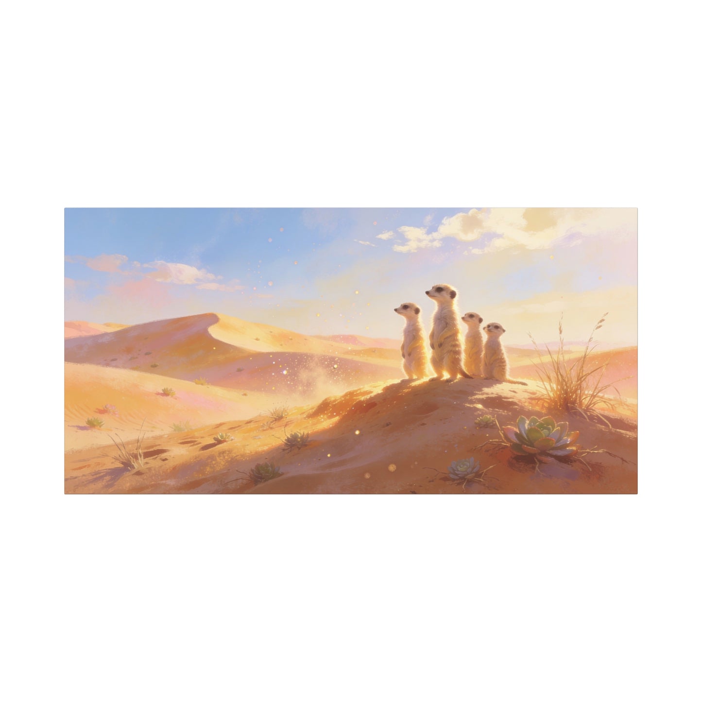 Meerkat Desert Canvas Wall Art - Golden Dune Wildlife Illustration, Matte Canvas Print - Contemporary Nature Style - Living Room Wall Decor, Bedroom Home Decoration - Bedroom Home Decoration