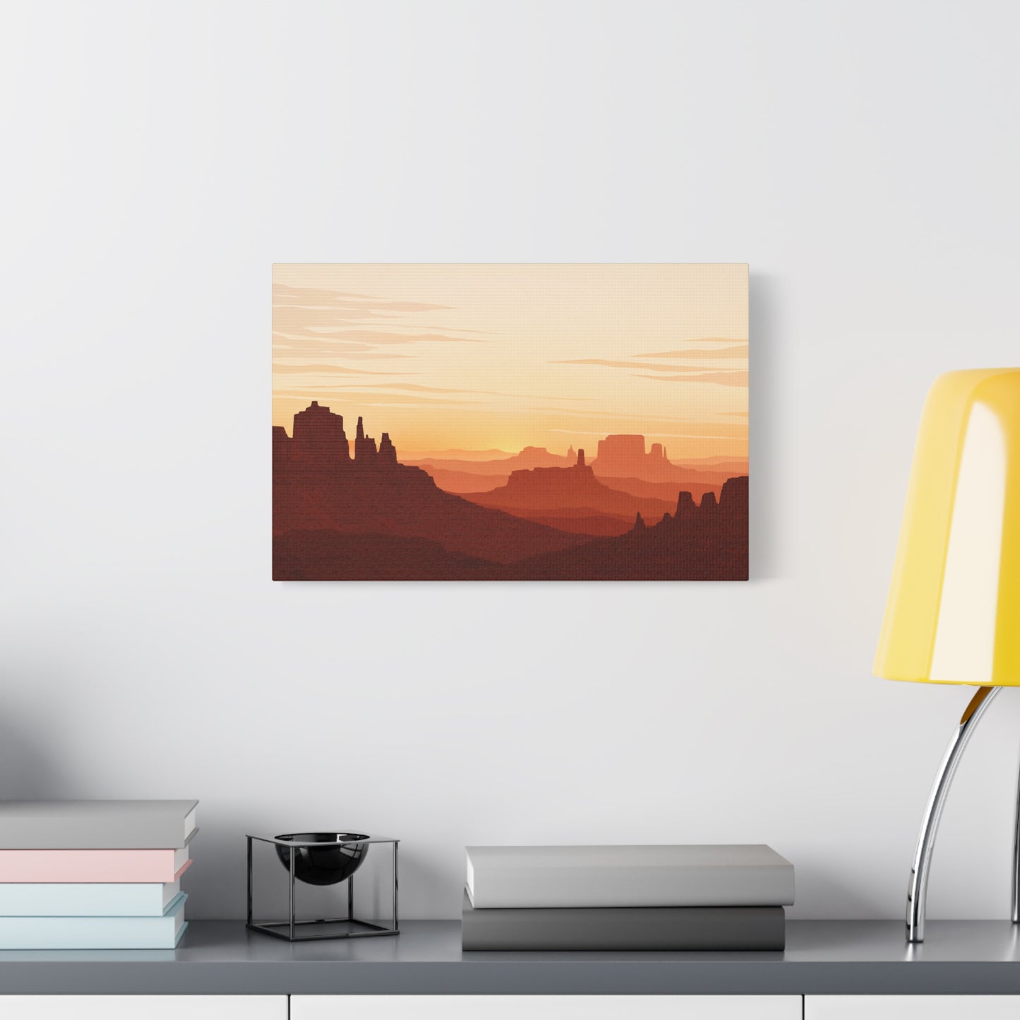 Desert Canyon Sunset Canvas Wall Art - Southwestern Mesa Landscape Print, Warm Terracotta Horizon, Contemporary Scenic Decor - Living Room Wall Decor, Bedroom Home Decoration - Bedroom Home Decoration
