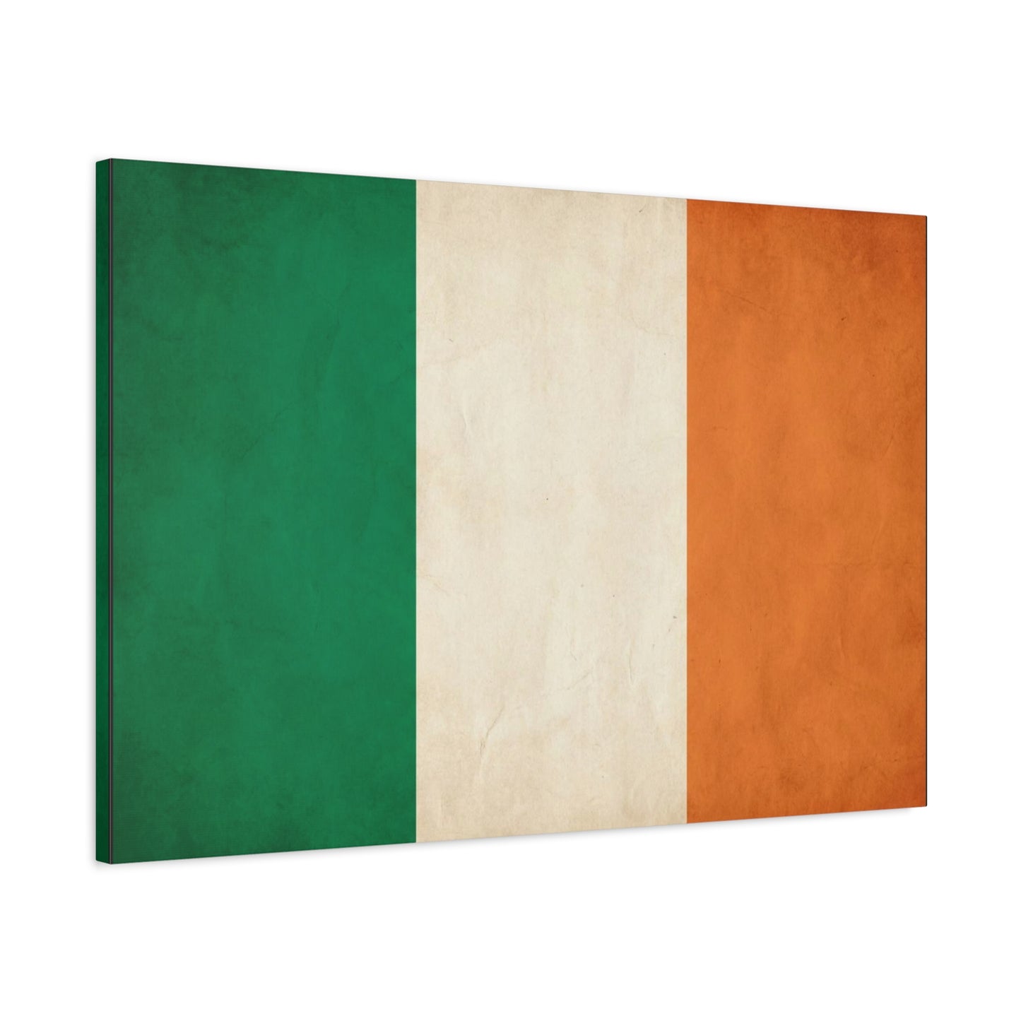 Irish Flag Canvas Wall Art - Vintage Tricolor Ireland Print, Green White Orange Rustic Texture - Minimalist Traditional Style - Living Room Wall Decor, Office Art Accent - Bedroom Home Decoration