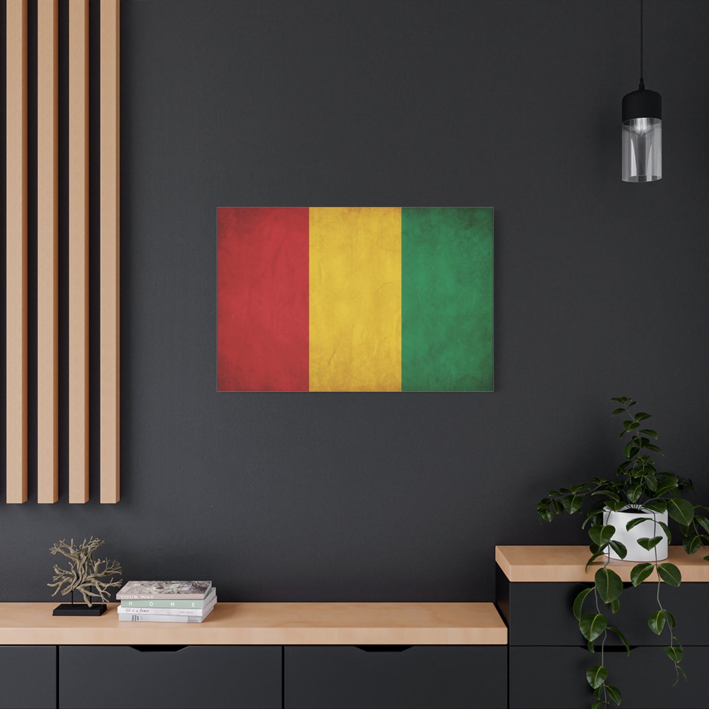 Guinea Flag Canvas Wall Art - Red Yellow Green Tricolor National Print - Vintage Textured Cotton Look - Pan African Style - Living Room Wall Decor - Bedroom Home Decoration - Bedroom Home Decoration