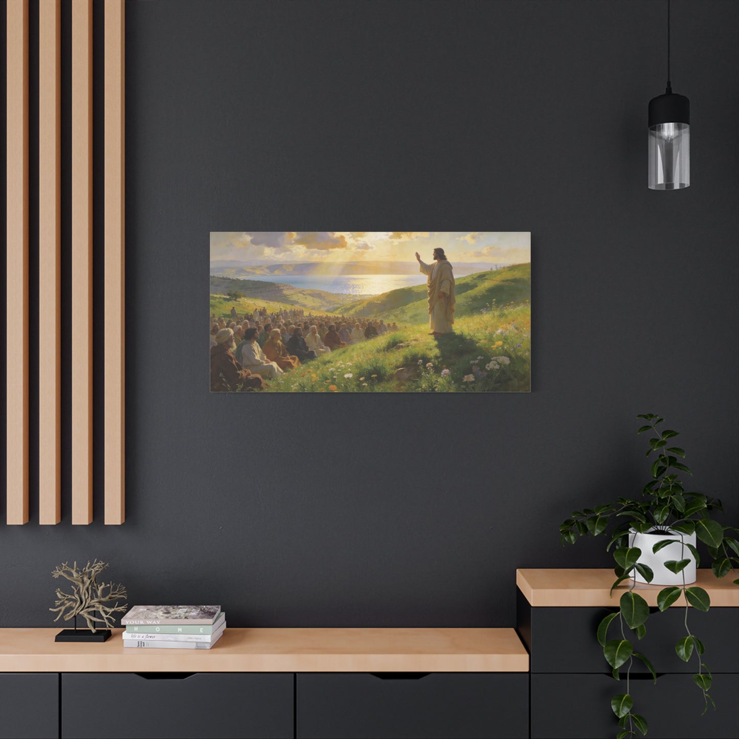 Jesus Christ Sermon On The Mount Canvas Wall Art - Religious Landscape Painting, Christian Home Decor, Matte Finish Canvas Print, Living Room Wall Decor, Bedroom Decoration - Bedroom Home Decoration