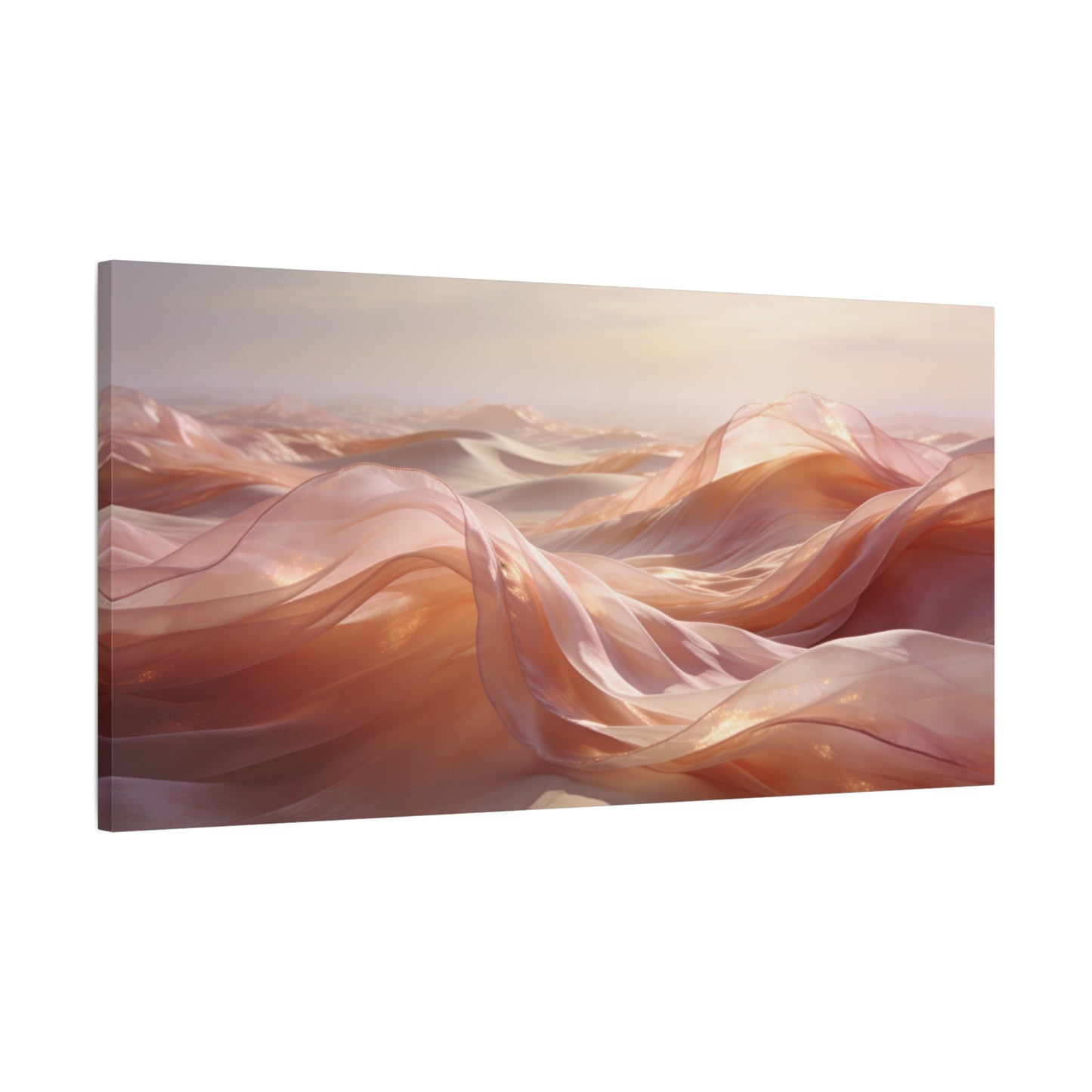 Blush Abstract Desert Dunes Canvas Wall Art - Ethereal Flowing Fabric Landscape - Modern Matte Print - Pink Beige Contemporary Style - Living Room Wall Decor Bedroom Home Decoration - Ready to Hang