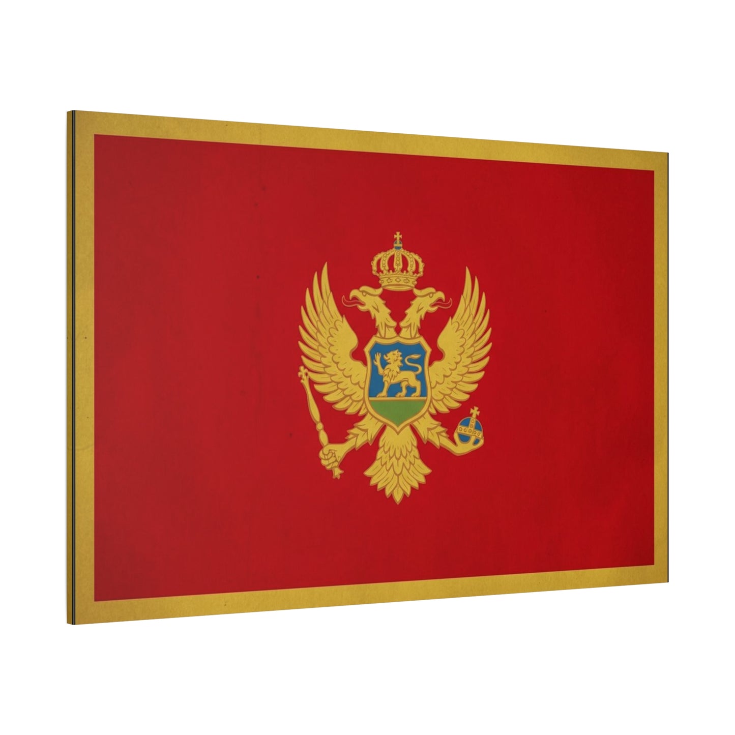 Montenegro Flag Canvas Wall Art - Red Gold Double Headed Eagle Crest Print - Vintage Heraldic Style, Living Room Wall Decor, Office Decoration - Ready to Hang - Bedroom Home Decoration - Ready to Hang