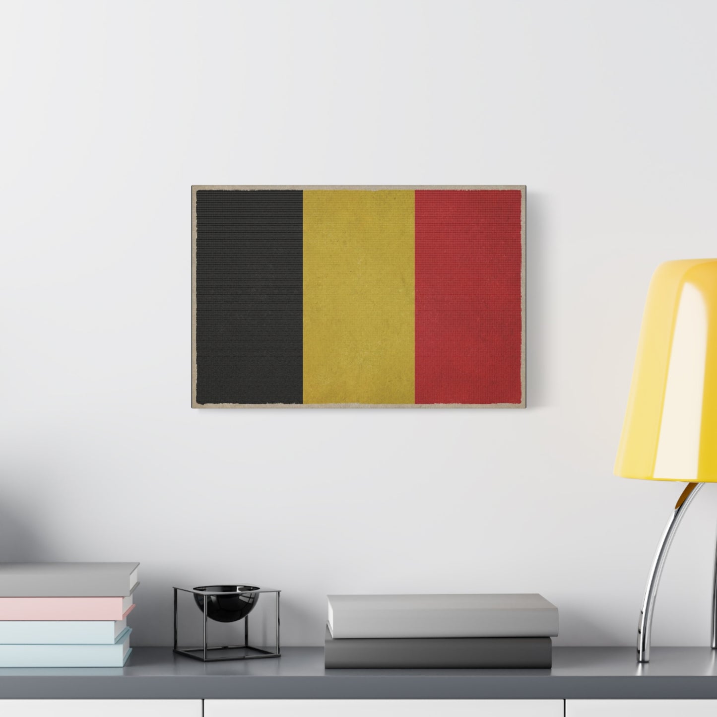 Belgium Flag Canvas Wall Art - Vintage Belgian Flag Print, Black Yellow Red Wall Decor - Rustic Patriotic Artwork - Living Room Home Decoration - Bedroom Home Decoration - Modern Farmhouse Style