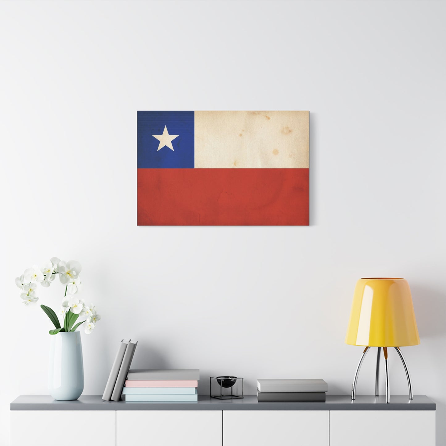 Chile Flag Canvas Wall Art - Vintage Chilean Flag Print, Patriotic Rustic Decor - Matte Canvas Wall Hanging - Living Room Home Decoration, Office Accent - Bedroom Home Decoration - Ready to Hang