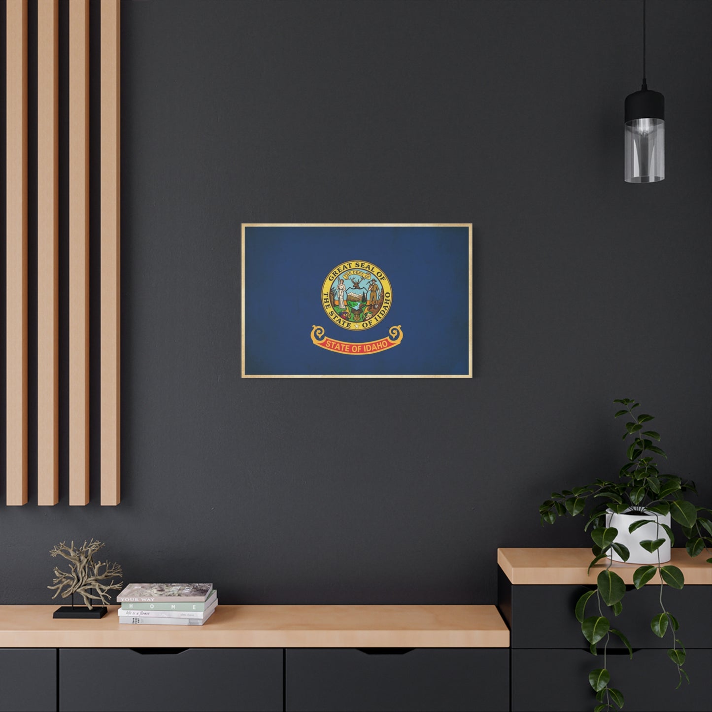 "Great Seal Of The State Of Idaho" Idaho Flag Canvas Wall Art - Blue State Pride Decor, Vintage Government Emblem Print - Traditional Patriotic Style - Living Room Office Wall Decor - Ready to Hang