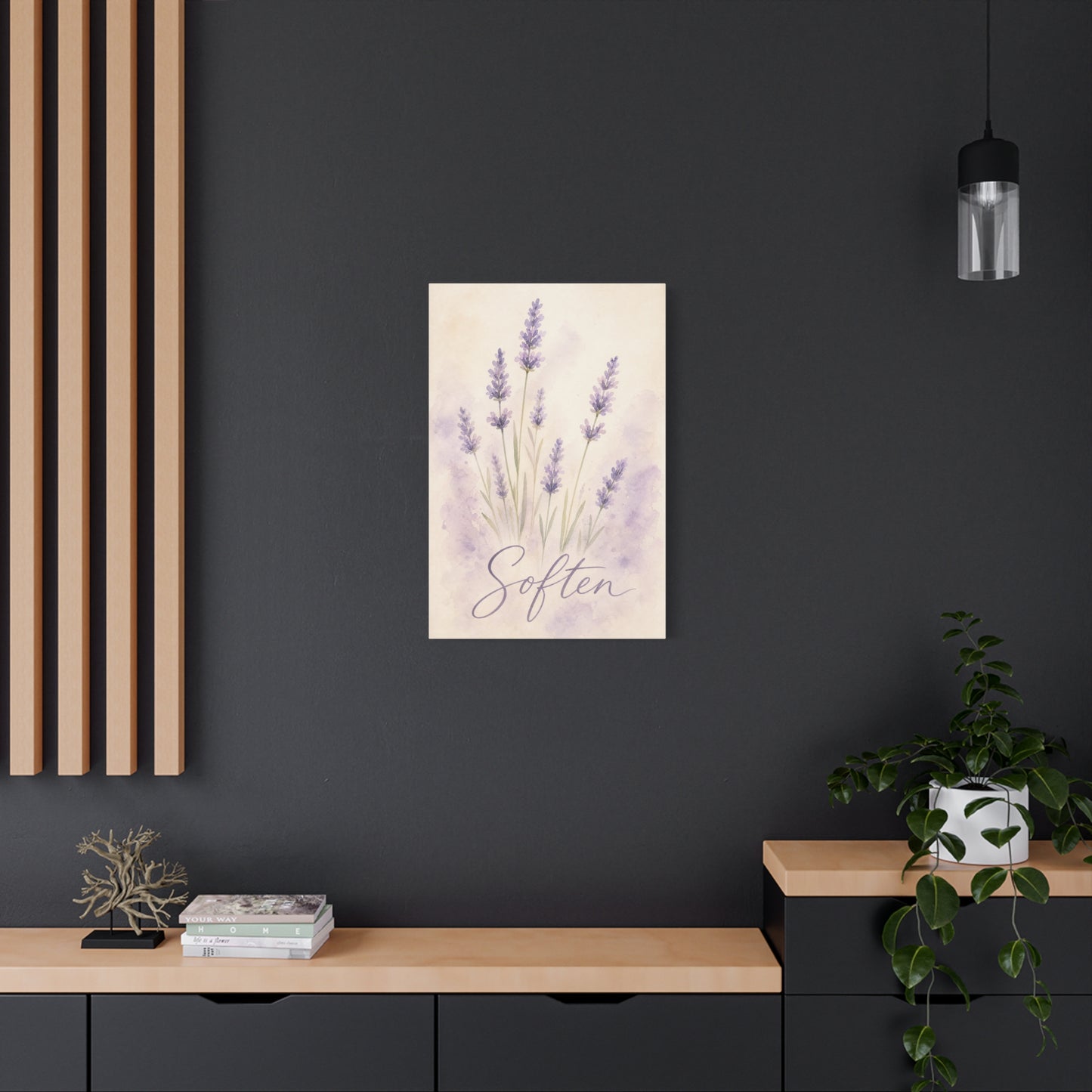 "Soften" Lavender Watercolor Canvas Wall Art - Botanical Floral Purple Wall Decor - Soft Pastel Home Decoration - Bedroom Bathroom Accent - Bedroom Home Decoration - Modern Farmhouse Style