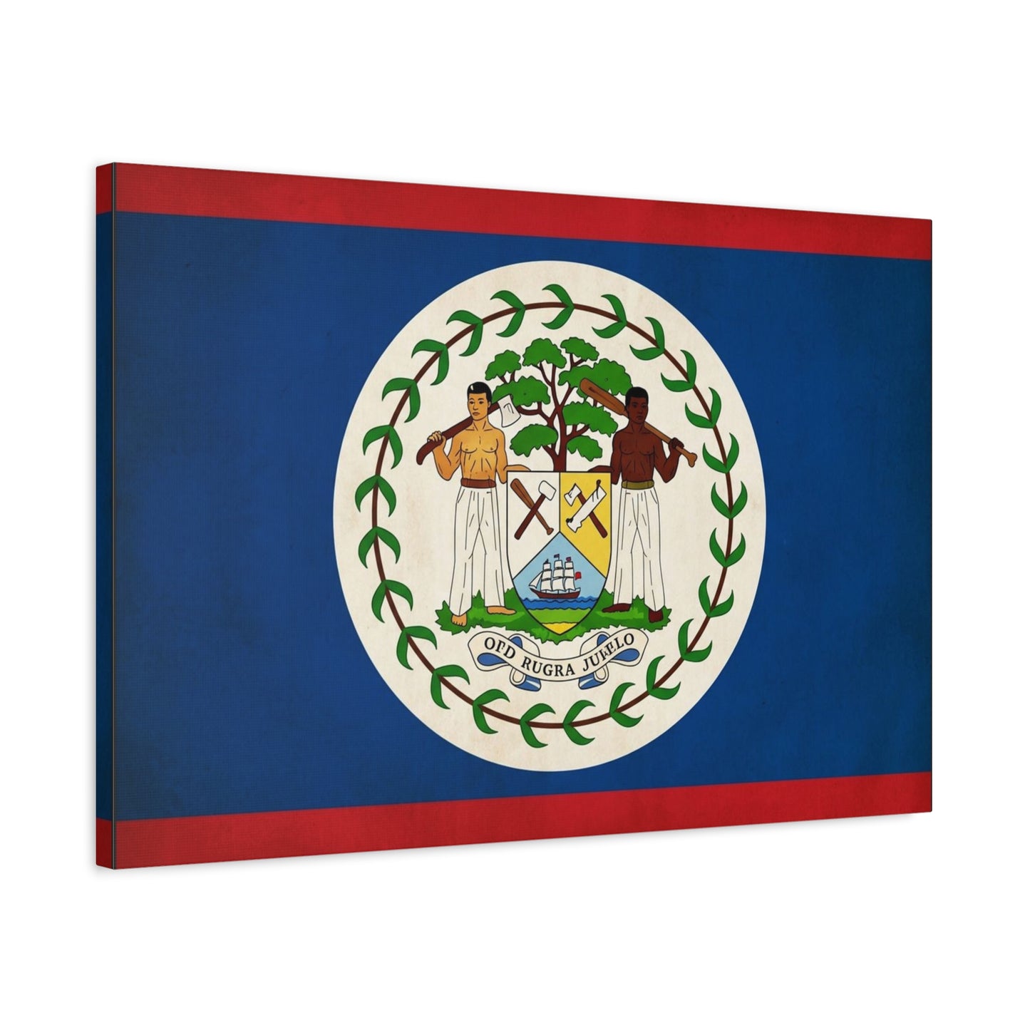 Belize Flag Canvas Wall Art - OTD RUGRA JUELO State Banner Print, Blue Red White Crest Design - Patriotic Traditional Decor - Living Room Home Decoration - Living Room Wall Decor - Ready to Hang