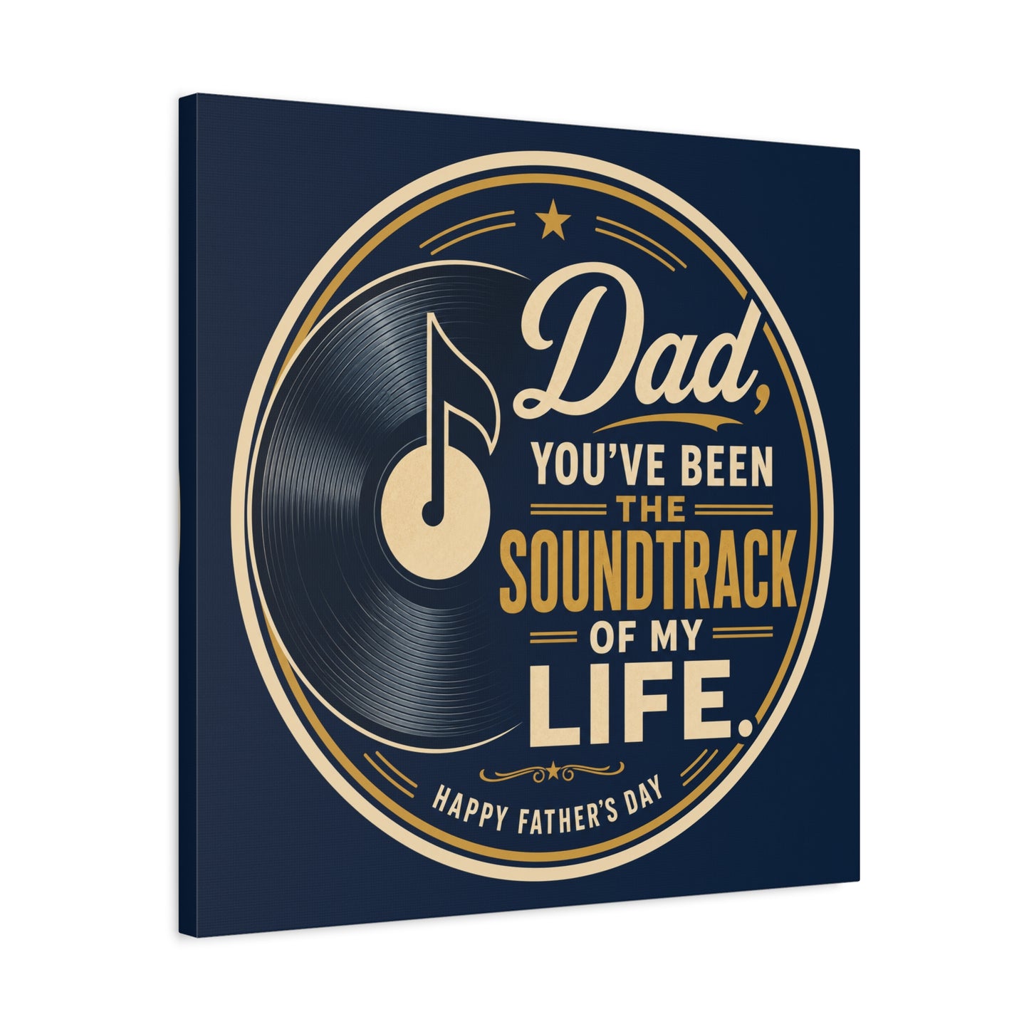 "Dad" - Vinyl Record Music Quote Print - Navy Gold Typography Style - Living Room Wall Decor - Ready to Hang