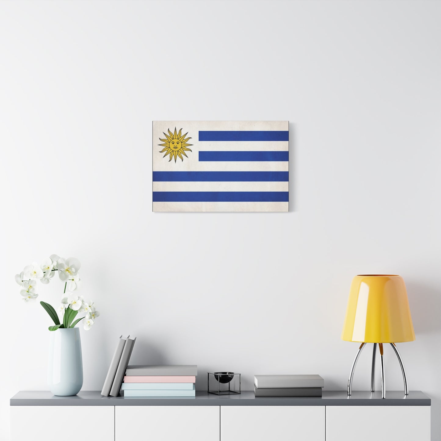 Uruguay Flag Canvas Wall Art - Blue White Stripes Sun Of May Patriotic Print - Vintage National Pride Decor - Living Room Wall Decor, Bedroom Home Decoration - Bedroom Home Decoration - Ready to Hang