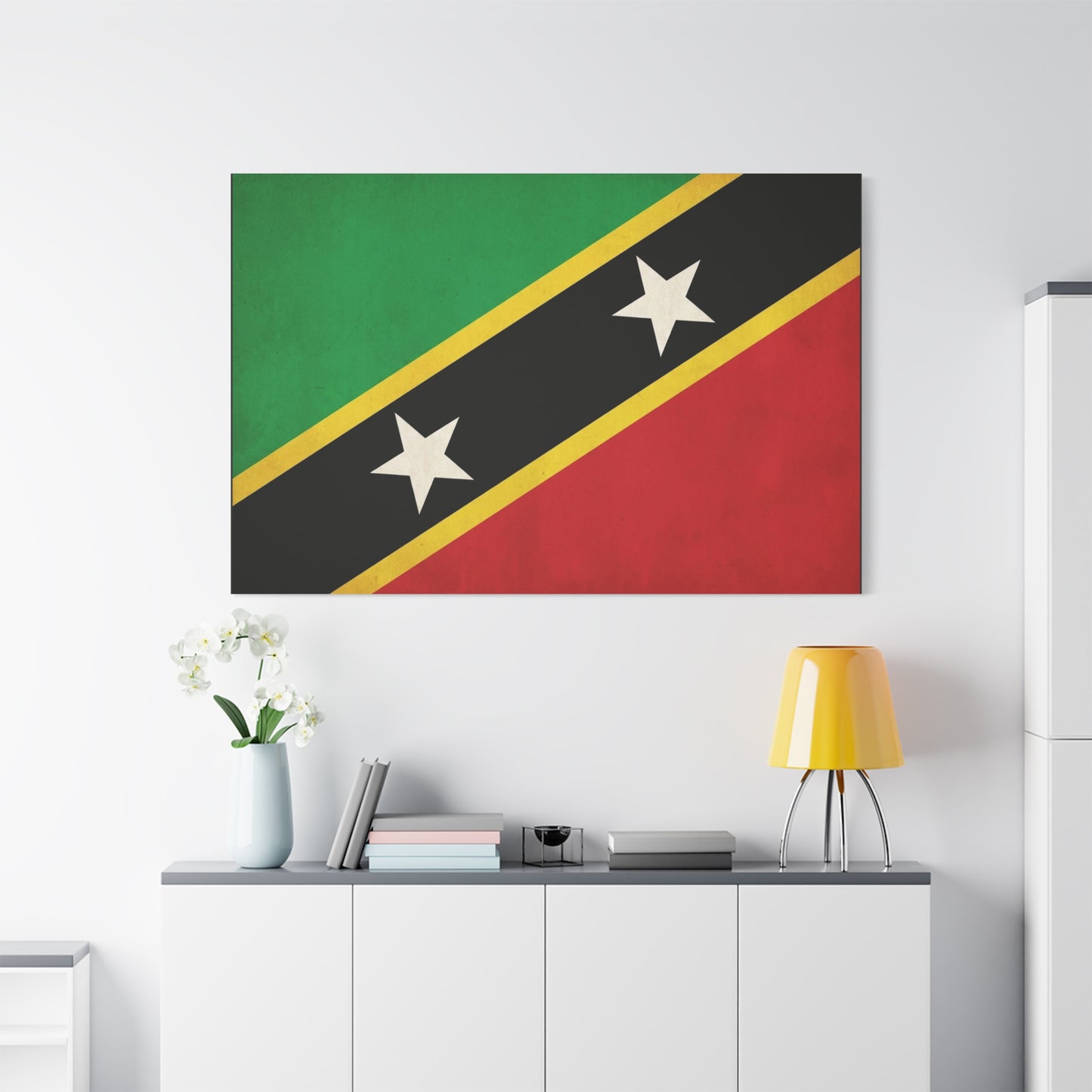 Saint Kitts And Nevis Flag Canvas Wall Art - Caribbean Pride Decor, Vintage National Banner Print - Bold Graphic Style, Living Room Wall Decor, Bedroom Home Decoration - Bedroom Home Decoration