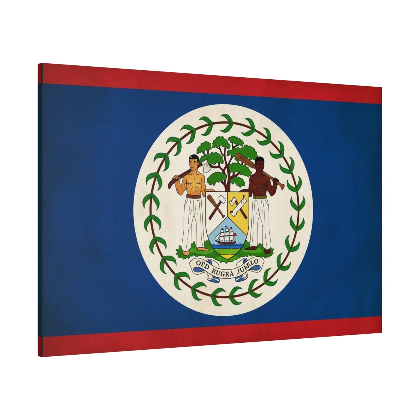 Belize Flag Canvas Wall Art - OTD RUGRA JUELO State Banner Print, Blue Red White Crest Design - Patriotic Traditional Decor - Living Room Home Decoration - Living Room Wall Decor - Ready to Hang