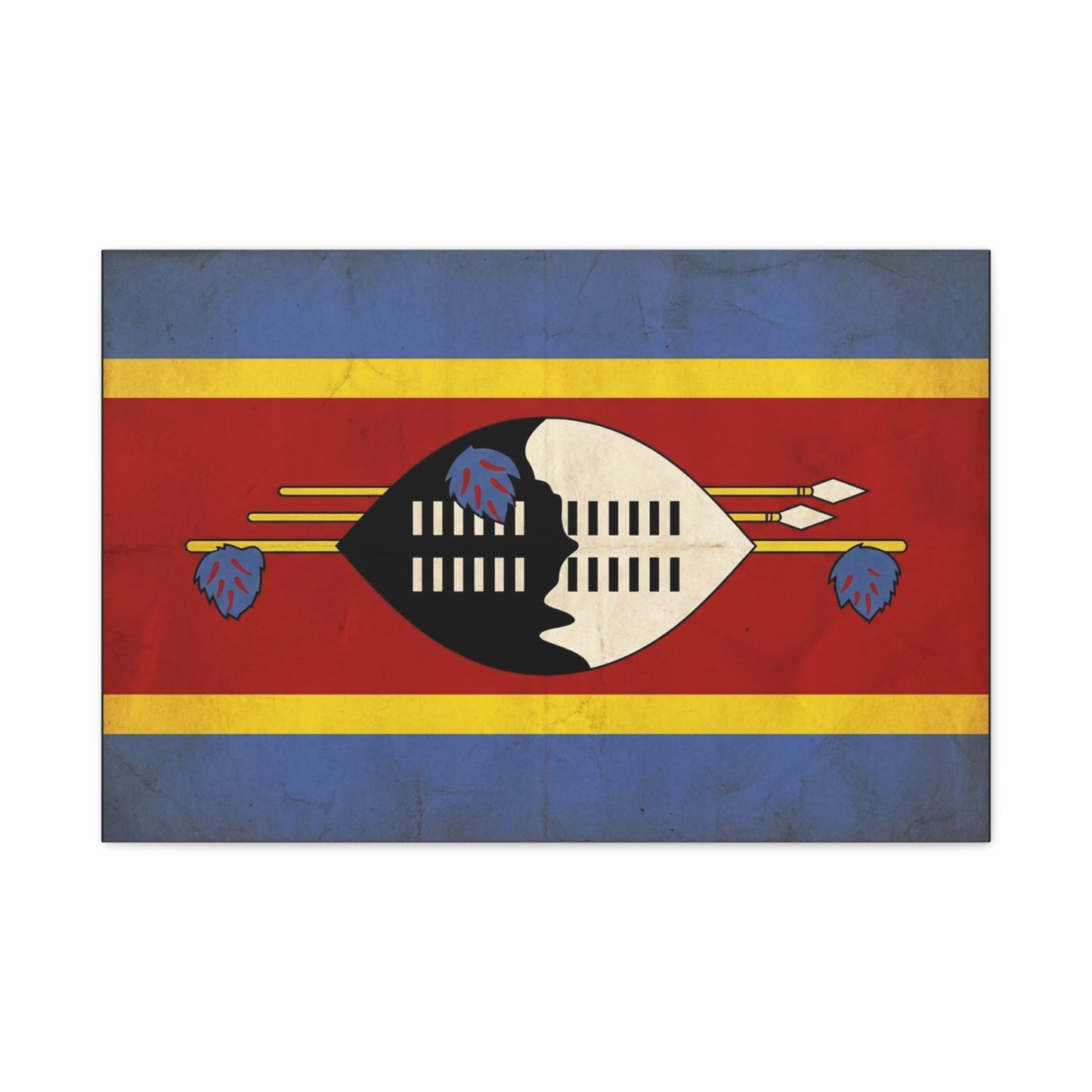 Eswatini Flag Canvas Wall Art - Swazi National Flag Print, Vintage Patriotic Home Decor - Matte Canvas Wall Hanging - Living Room Decoration, Office Accent - Bedroom Home Decoration - Ready to Hang