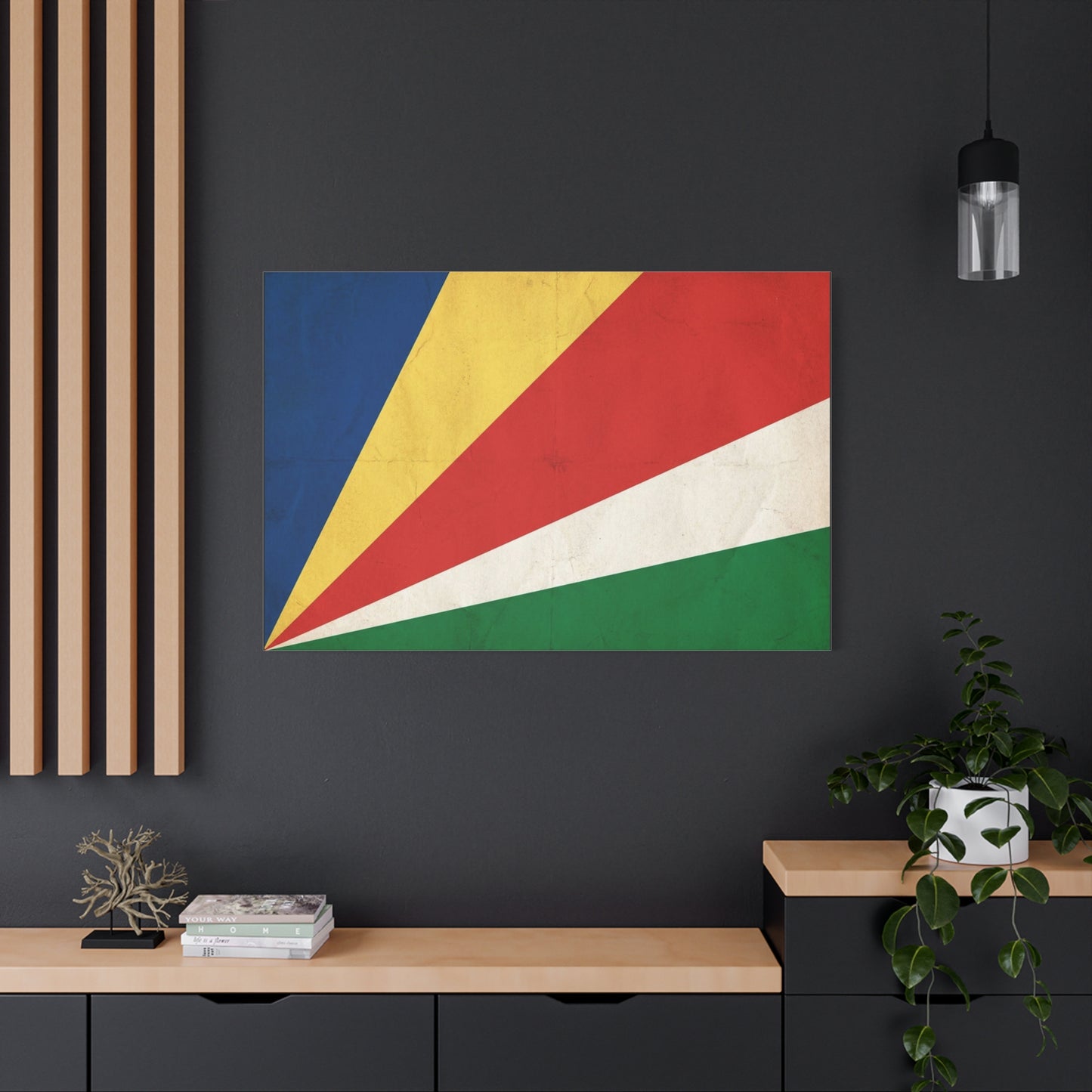 Seychelles Flag Canvas Wall Art - Vintage Republic Banner Print, Color Block Design - Matte Cotton Decor - Patriotic Wall Hanging, Living Room Home Decoration, Office Accent - Bedroom Home Decoration