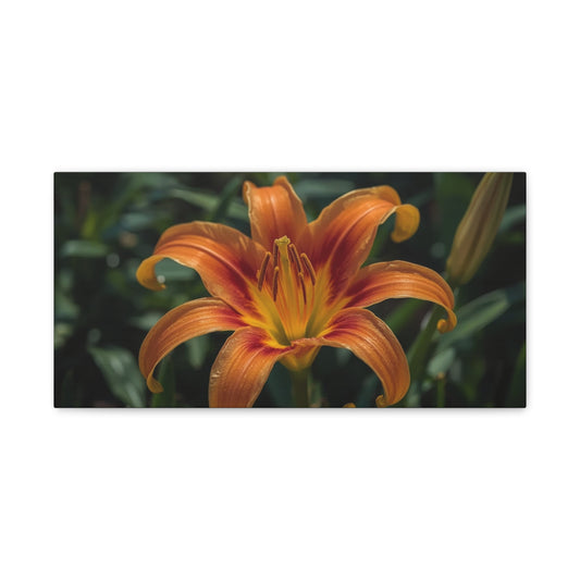 Orange Daylily Canvas Wall Art - Floral Close Up Art Print, Botanical Canvas Print - Matte Cotton Wall Decor - Contemporary Style, Bedroom Home Decoration, Office Art Accent - Modern Farmhouse Style