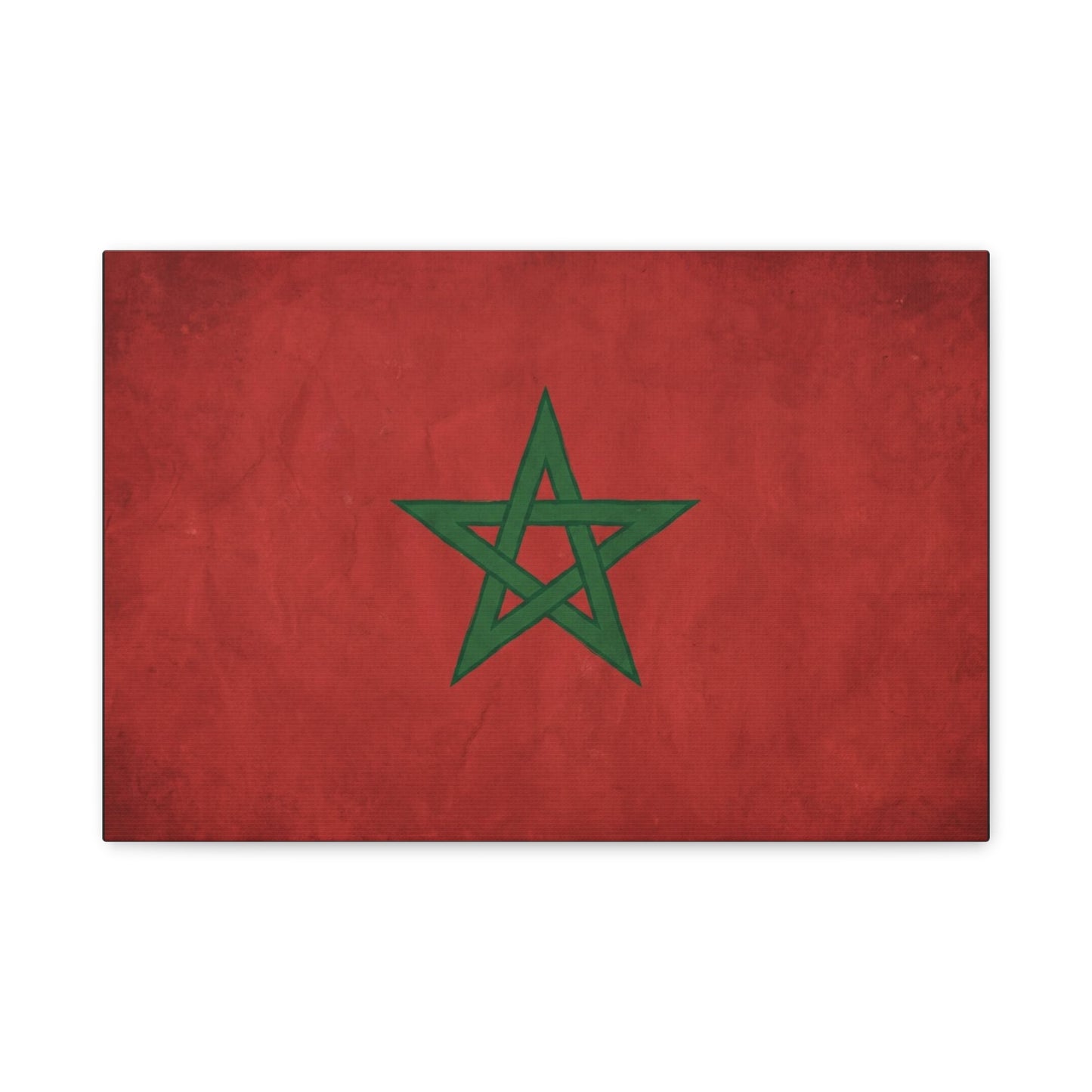 Morocco Flag Canvas Wall Art - Moroccan Red Green Pentagram Print, Vintage Textured National Decor - Modern Cultural Style - Living Room Wall Decor, Bedroom Home Decoration - Bedroom Home Decoration
