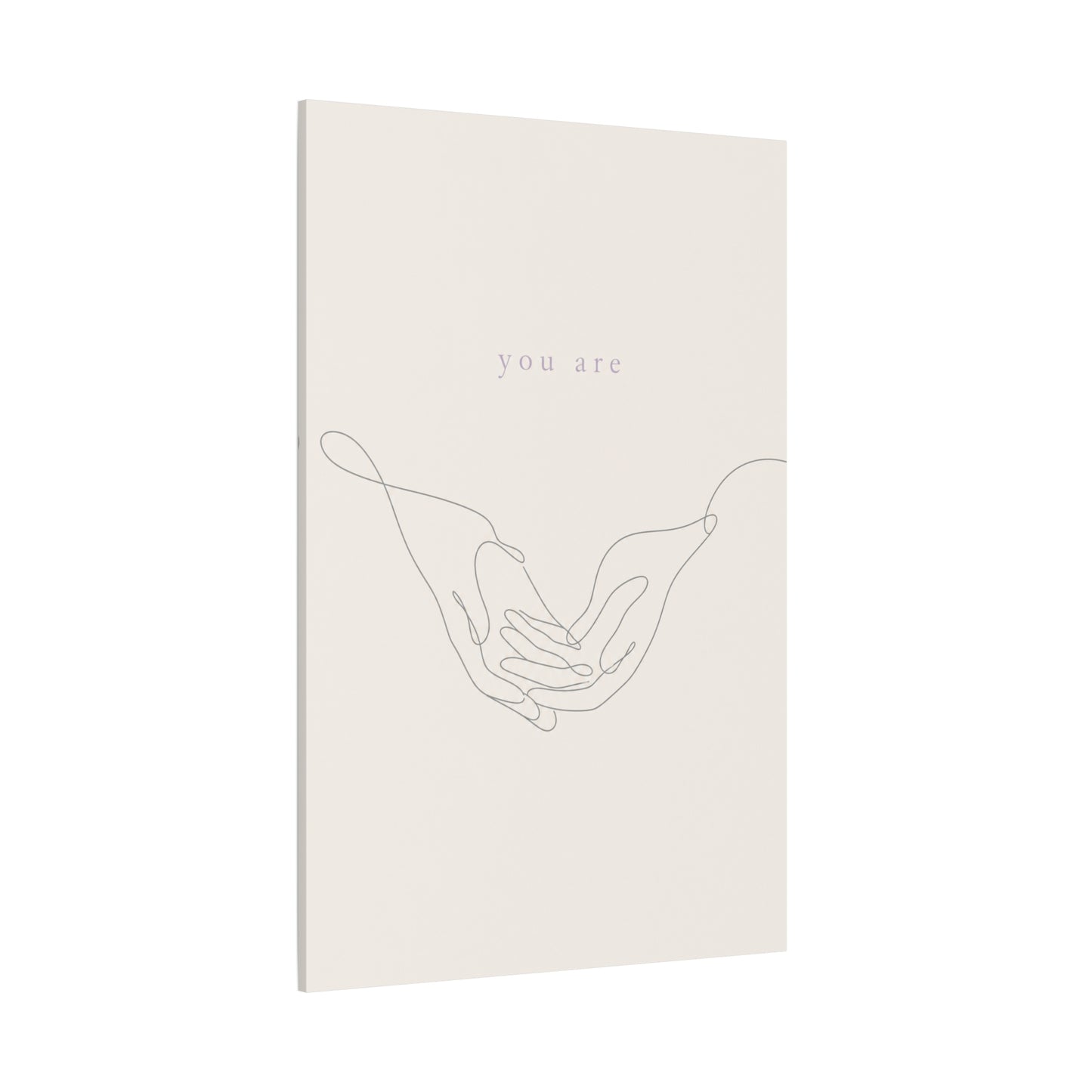 "You Are" Minimalist Line Art Canvas Wall Art - Abstract Hands Typography Print - Neutral Modern Home Decor, Bedroom Wall Hanging, Living Room Decoration - Bedroom Home Decoration - Ready to Hang